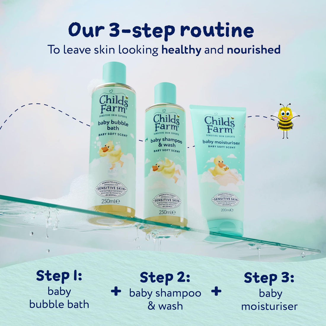 Childs Farm Baby Shampoo & Body Wash, Baby Soft Scent, Tear-free | Gently Cleanses & Soothes | Suitable for Newborns with Dry, Sensitive Skin, 250ml