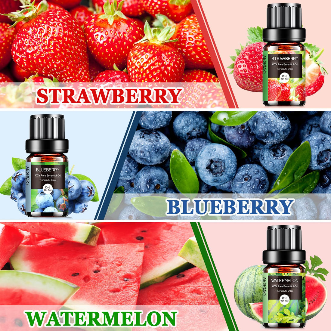 AESHORY 6 x 10ml Hotel Essential Oils Set, Premium Luxury Aroma Oil Scented Oil for Diffuser for Home, Humidifier, Candle Making, Air Freshening