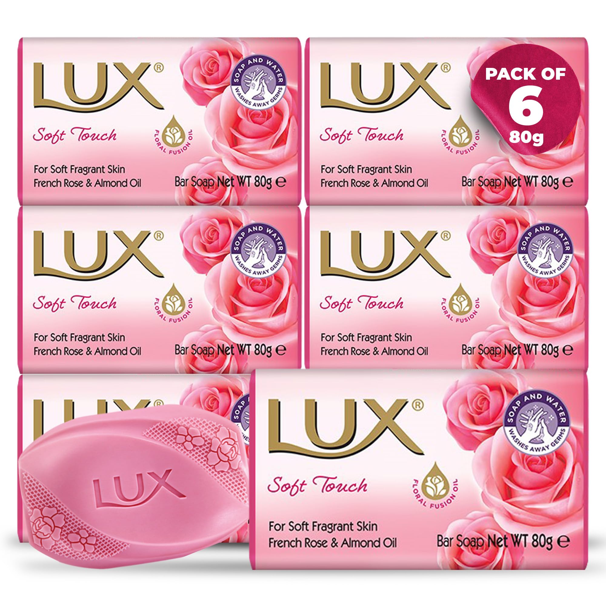LUX Velvet Touch Soap Bar, Jasmine & Almond Oil, For Smooth Fragrant Skin, 80g (12 Pack) Halalzen