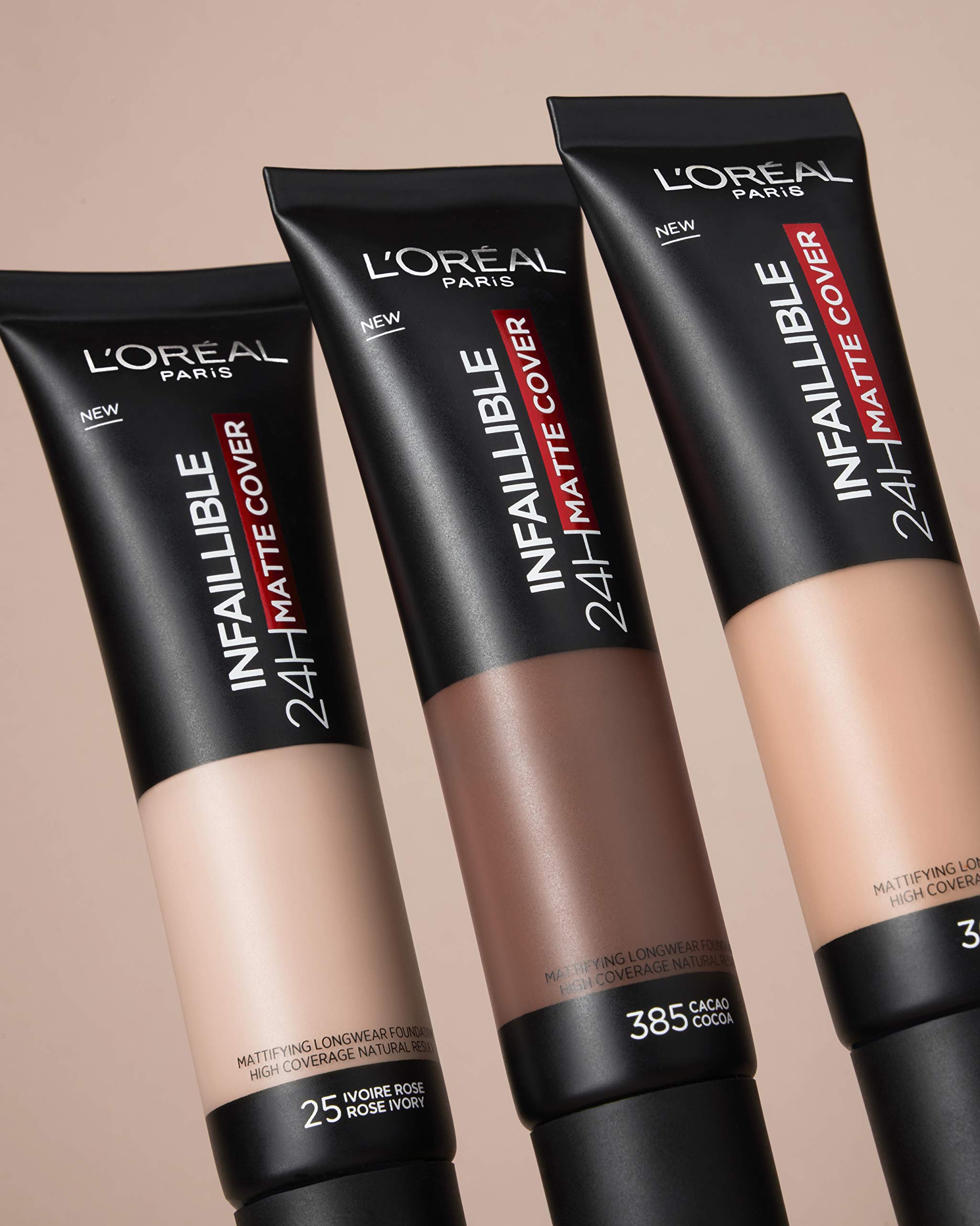 L'Oreal Paris Cover Liquid Foundation, With 4% Niacinamide, Long Lasting, Natural Finish, Available in 20 Shades, SPF 25, Infallible 32H Matte Cover, Shade 110, 30ml Halalzen