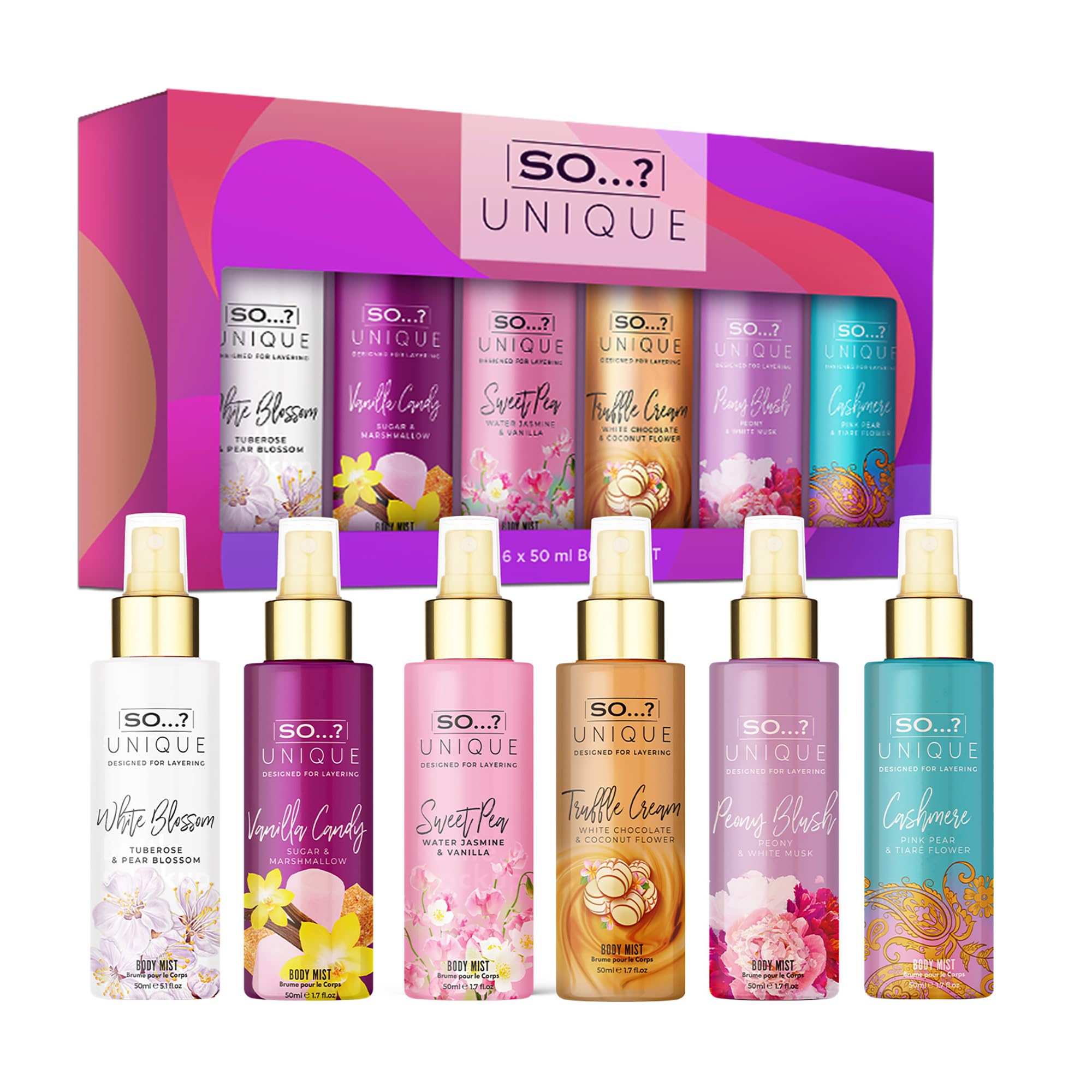 So…? Unique Grande Womens Mini Mist Gift Set, Body Mist Fragrance Spray (6x50ml) Halalzen
