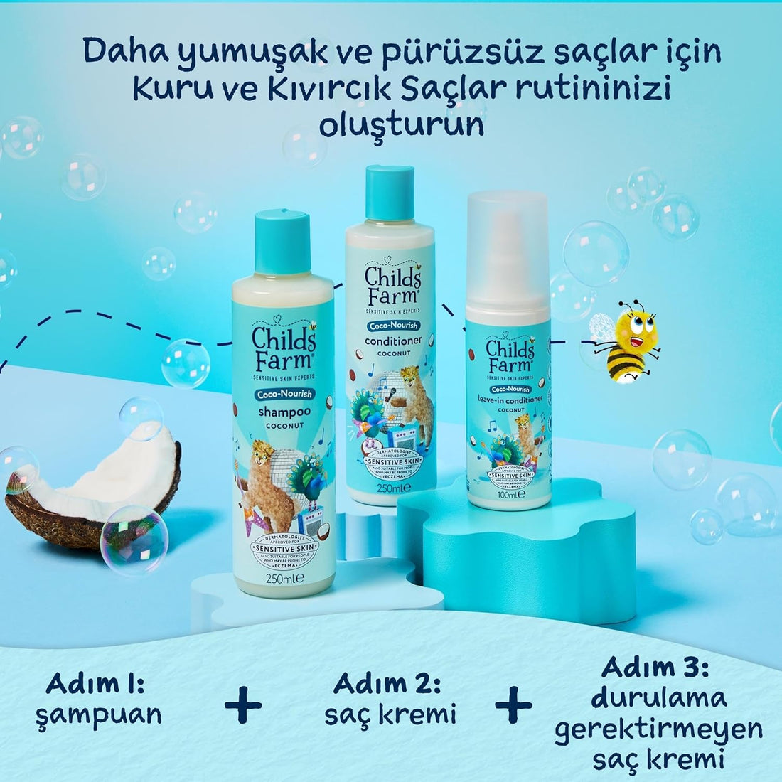 Childs Farm Kids Coco-Nourish Conditioner Organic Coconut Dry, Curly & Coily Hair Conditions & Nourishes, 250ml
