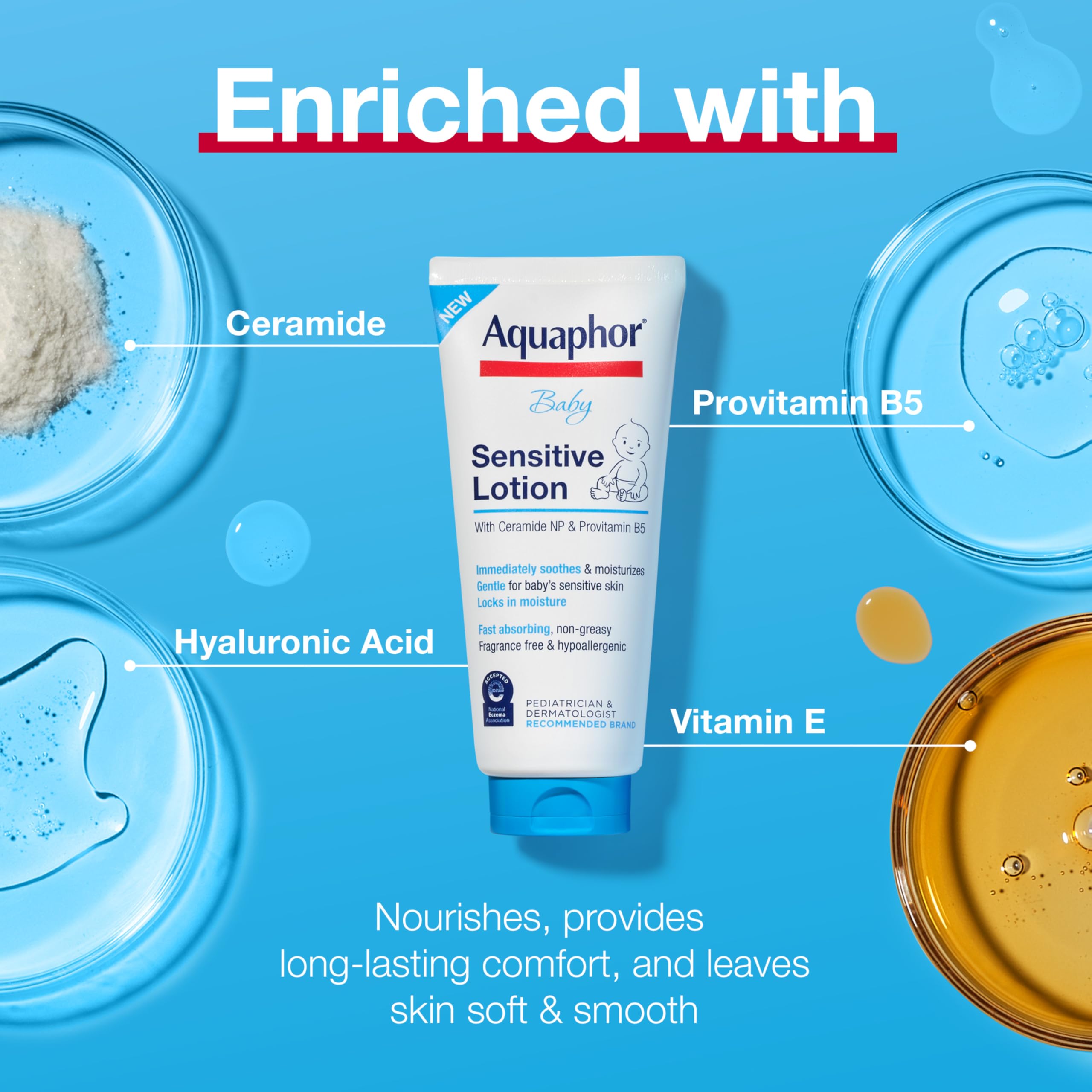 Aquaphor Baby Sensitive Lotion, Baby Lotion to Soothe and Moisturize Delicate Skin, 8 Oz Halalzen