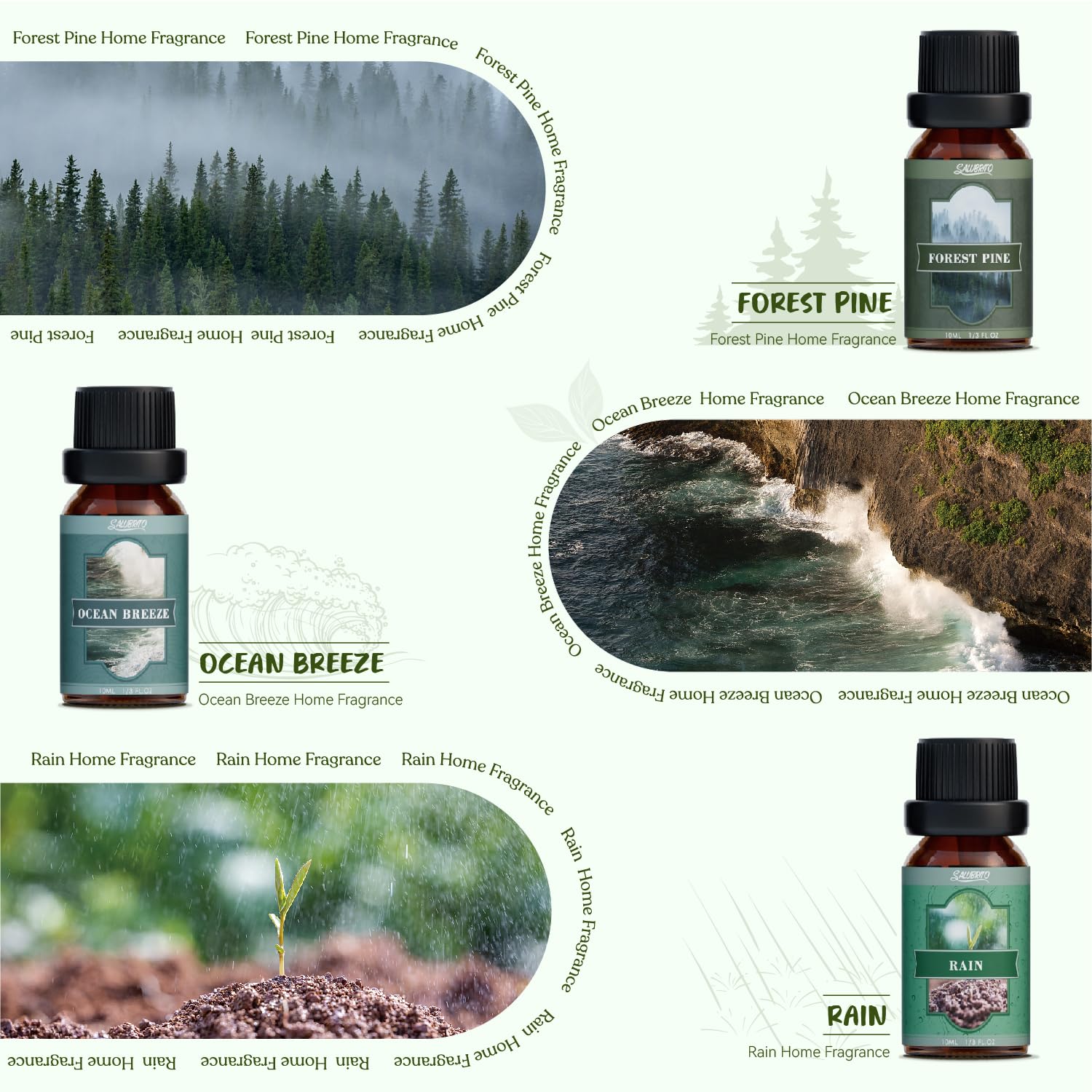 SALUBRITO Clean Essential Oils Set, Fresh Cotton, Clean Home, Fresh Linen, Soft Powder, Blossom Soap, Mint Scented Oils for for Diffuser, Candle, Soap Making
