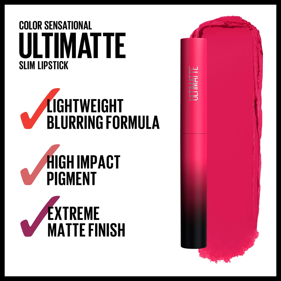 Maybelline Color Sensational Ultimatte Matter Lippenstift, nicht austrocknend, intensive Farbpigmente, More Truffle, Kakaobraun, 1 Stück