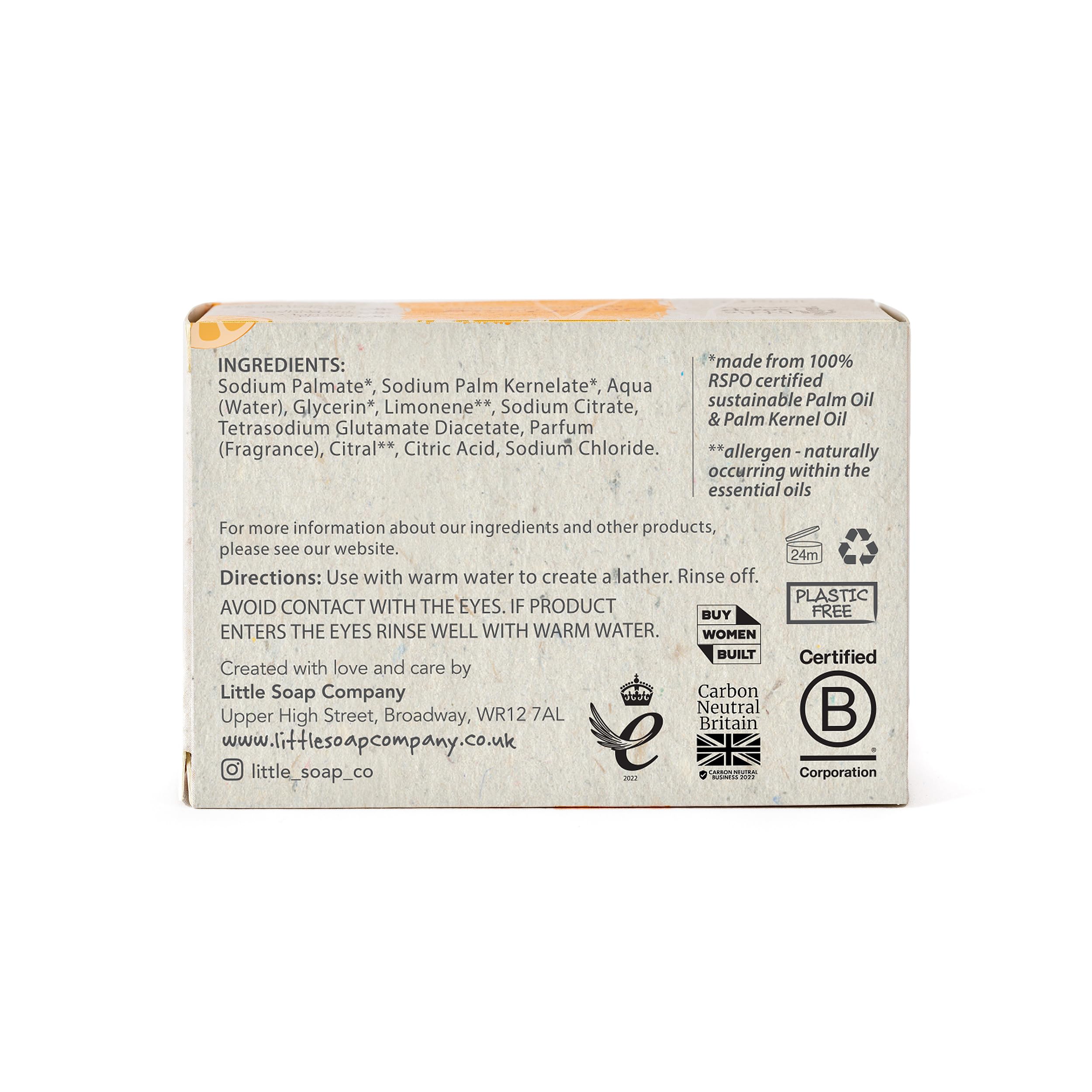 Little Soap Company Natural Range - Citrus & Lavender Soap Bar 100g | Vegan, Cruelty Free & Eco Friendly Body, Face & Hand Soap | Free from SLS & Parabens | Antibacterial with Cleansing Essential Oils Halalzen