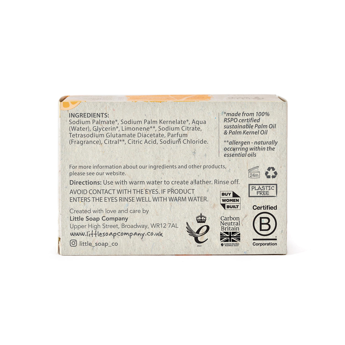 Little Soap Company Natural Range - Citrus & Lavender Soap Bar 100g | Vegan, Cruelty Free & Eco Friendly Body, Face & Hand Soap | Free from SLS & Parabens | Antibacterial with Cleansing Essential Oils Halalzen