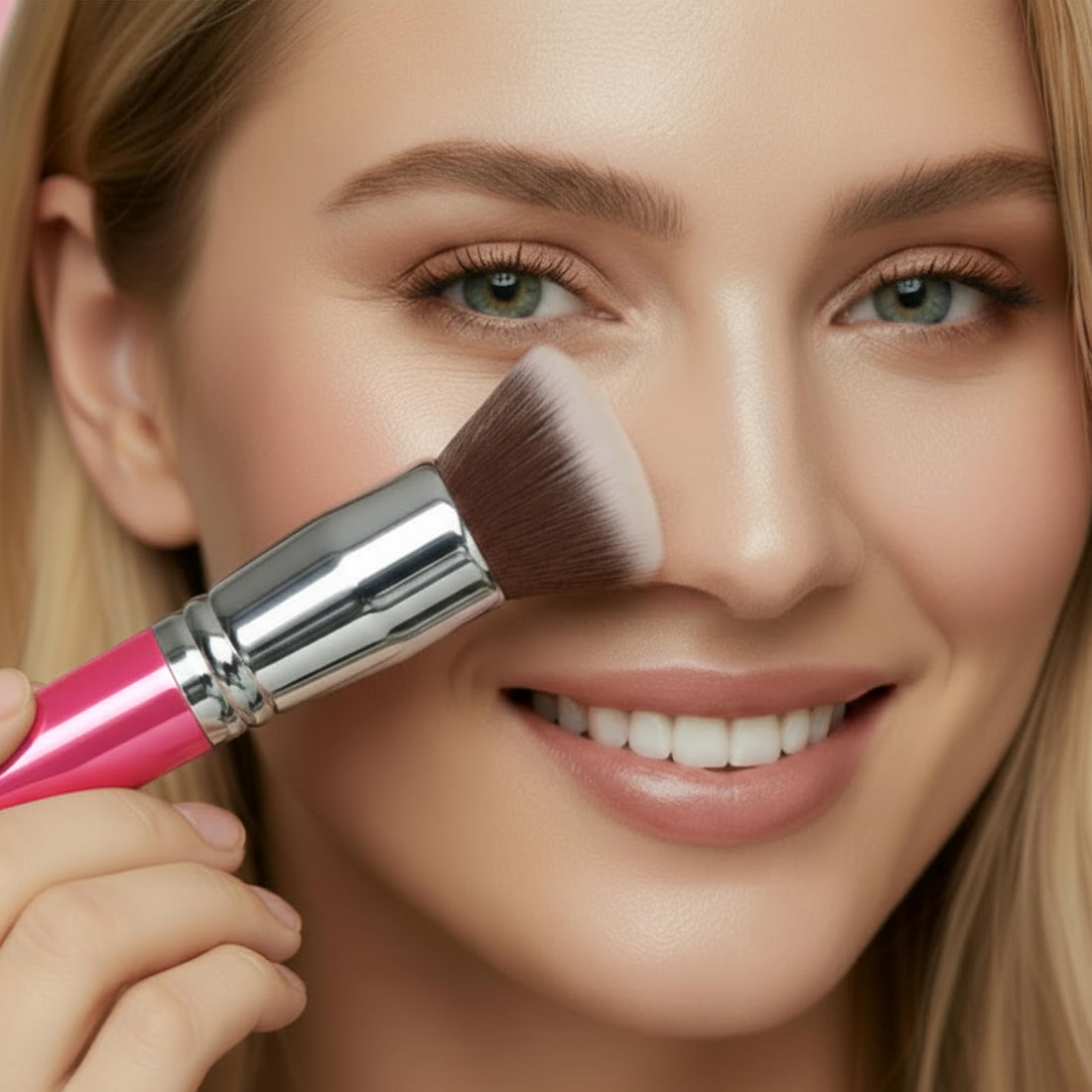 LAMORA Concealer Makeup Brush Under Eye - Angled Flat Top Kabuki Nose Contour Brush - Ideal for Concealing Blending Setting Buffing with Powder Liquid Cream Cosmetic - Small Makeup Foundation Brush Halalzen
