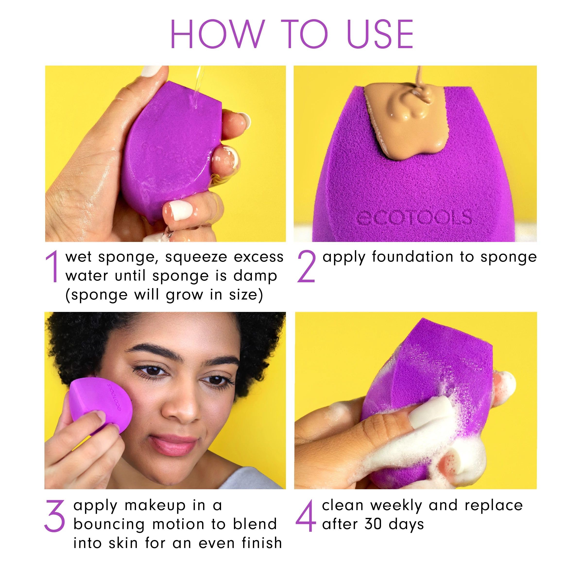 EcoTools Blurring Blender Makeup Sponge, Makeup Blending Sponge For Blurred Skin, For Liquid & Cream Foundation, Cloud Coverage Memory Foam, Eco Friendly, Latex Free, Cruelty-Free & Vegan 1 Count Halalzen