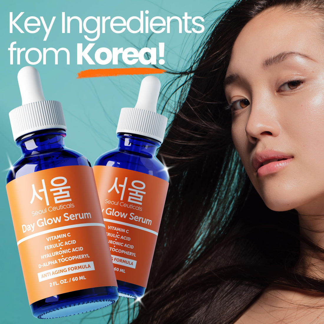 SeoulCeuticals Korean Skin Care 20% Vitamin C Hyaluronic Acid Serum + CE Ferulic Acid - Potent Anti Aging, Anti Wrinkle Korean Beauty 1oz Halalzen