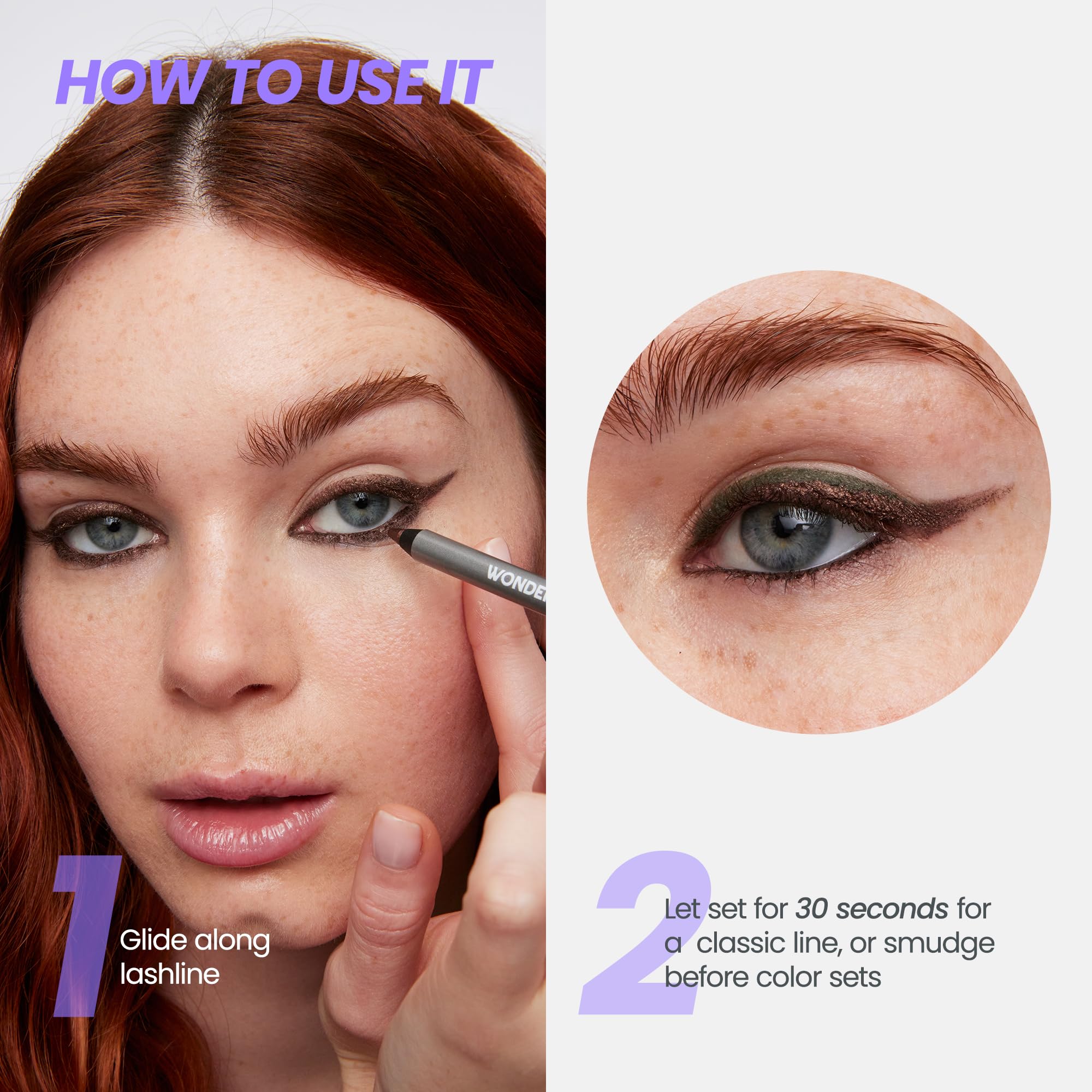 Wonderskin 1440 Longwear Purple Eyeliner Pencil - Waterproof, Sharpenable Eyeliner Pencil and Smudge Proof Blue Purple Eye Liner Pencils (Blueberry) Halalzen
