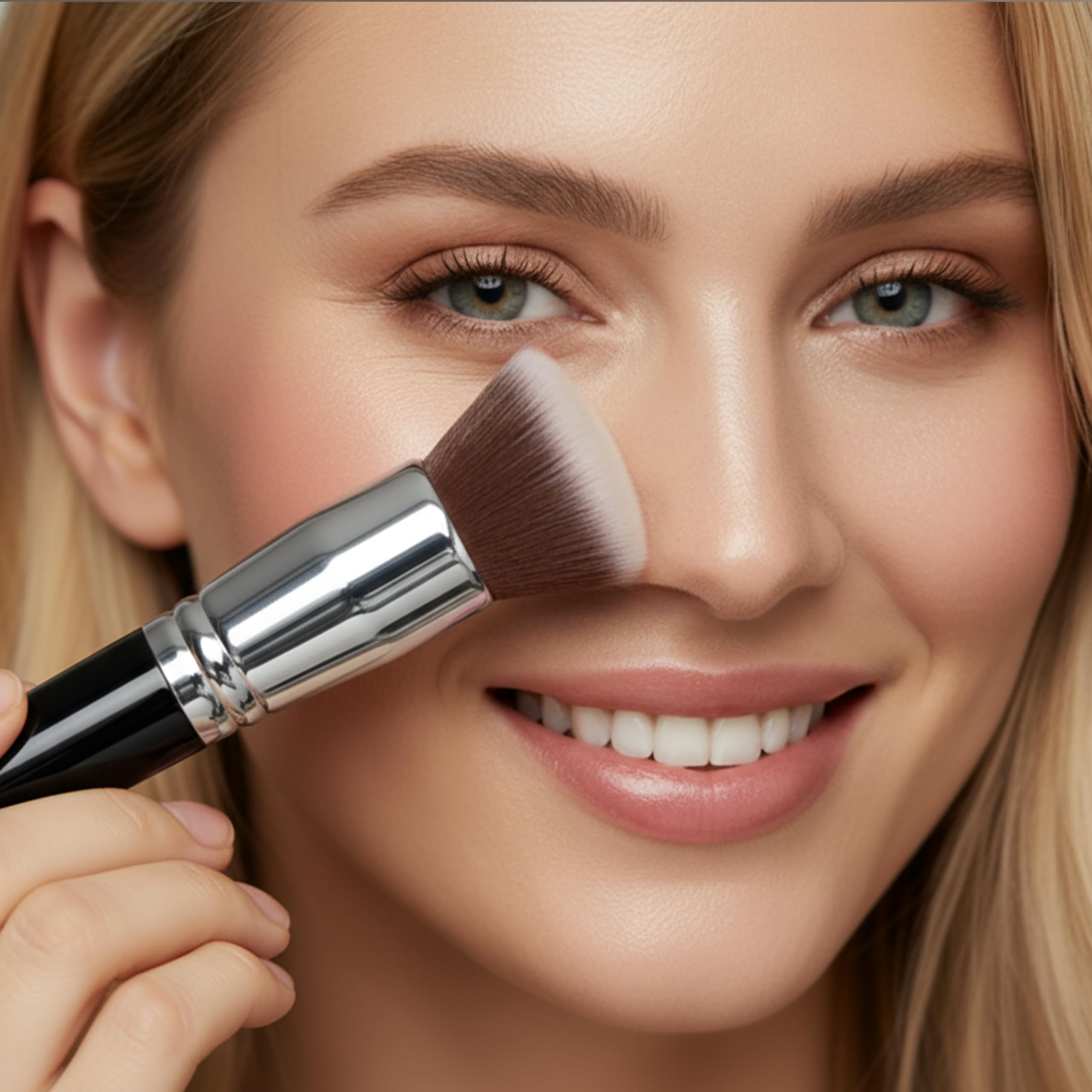 LAMORA Concealer Makeup Brush Under Eye - Angled Flat Top Kabuki Nose Contour Brush - Ideal for Concealing Blending Setting Buffing with Powder Liquid Cream Cosmetic - Small Makeup Foundation Brush Halalzen