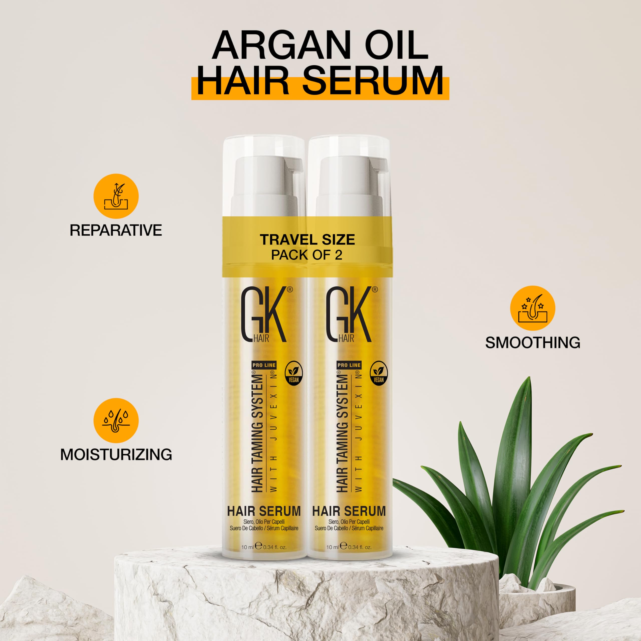Hair Oil Keratin Treatment Serum By GK HAIR - Argan Oil Lightweight Formula For Frizz Control Heat Protection Add Shine Repair Dry Damaged Hydrating Sulfate Free All Hair Types Men Women - 50ml