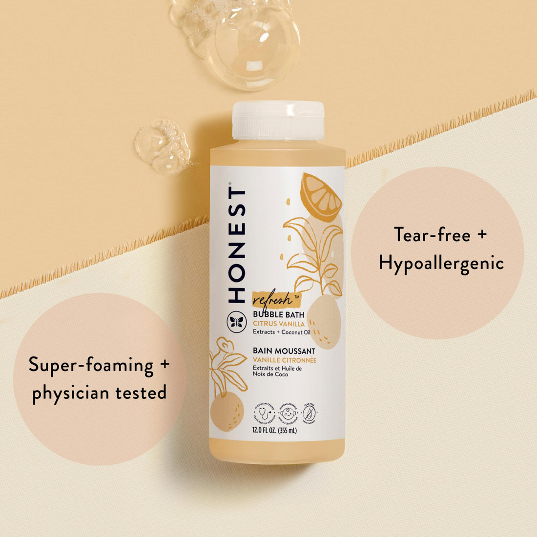 The Honest Company Foaming Bubble Bath & Baby Wash, Tear-Free, Hypoallergenic, Natural Formula, Lavender Calm Scent, 12 fl oz Halalzen
