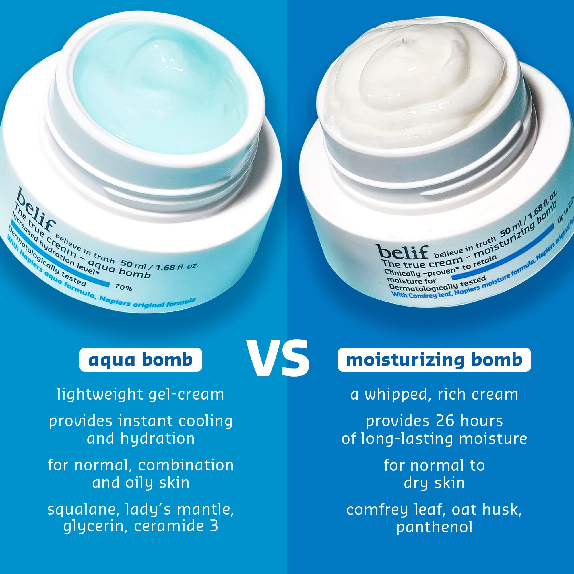 belif Aqua Bomb – Daily Niacinamide Hydrating Moisturizer, Lightweight Plumping Facial Cream with Hyaluronic Acid & Squalane, Cooling Effect, Anti-Aging, Korean Skincare, 1.68 fl oz (50ml) Halalzen