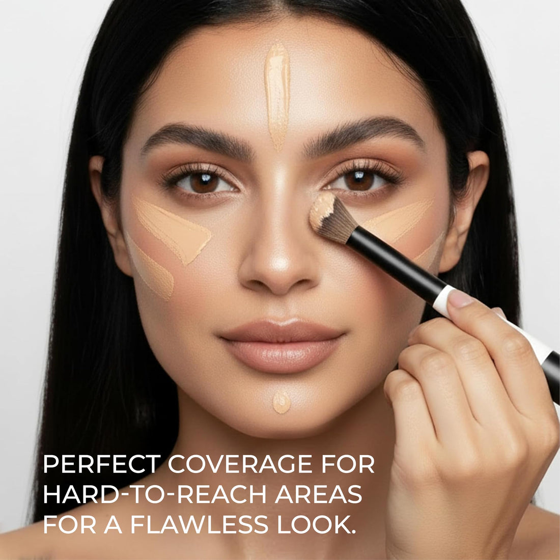 LAMORA Concealer Makeup Brush Under Eye - Angled Flat Top Kabuki Nose Contour Brush - Ideal for Concealing Blending Setting Buffing with Powder Liquid Cream Cosmetic - Small Makeup Foundation Brush Halalzen