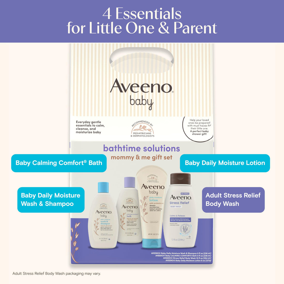 Aveeno Baby Welcome Little One Gift Set, Skincare Set with Nourishing Body Wash & Shampoo, Calming Bath Wash, All Over Wipes, Daily Moisturizing Lotion, & Balm, 5 Items Halalzen