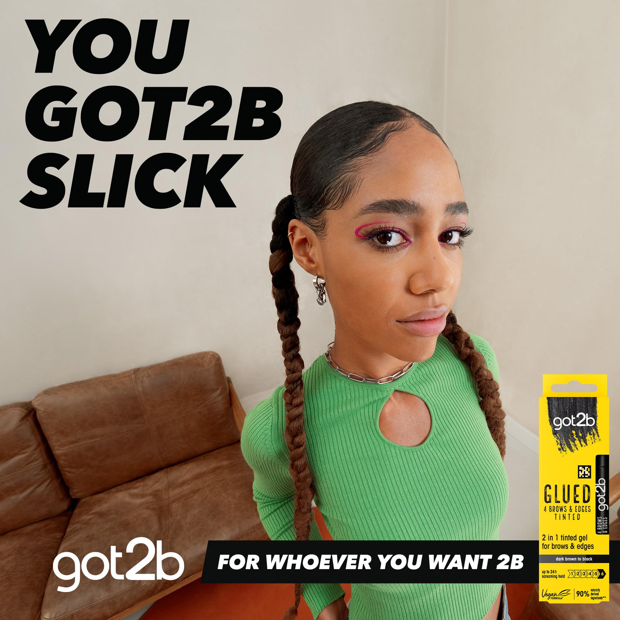 got2b Glued 4 brows & Edges Clear gel 2 in 1 16 ml, Screaming Hold Brow gel, Eyebrow Gel for Long Lasting Looks, Vegan Formula