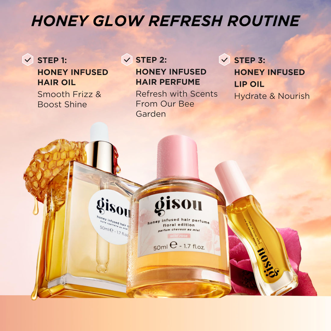 Gisou Honey Infused Lip Oil – Hydrating & Glossy Lip Oil with Jojoba Seed Oil, Non-Sticky Shine, Fresh Honey, 0.27 Fl Oz Halalzen