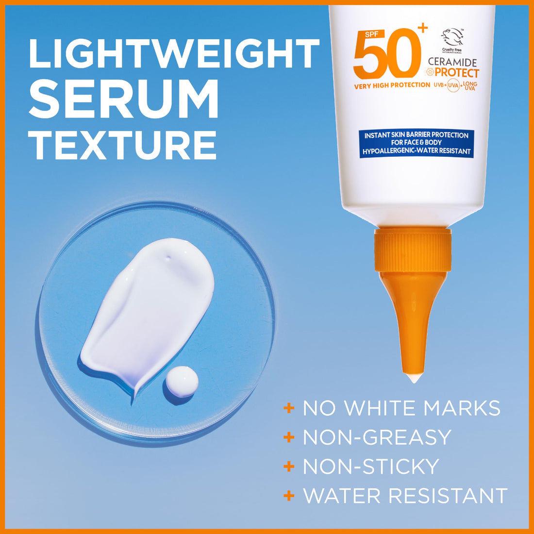 Garnier Ambre Solaire Sun Cream Spray SPF50+ Sensitive Advanced Sunscreen, Factor 50, Water Resistant, Non-Greasy, Fragrance-Free, Hypoallergenic, UVA UVB Protect with Ceramide, 150ml