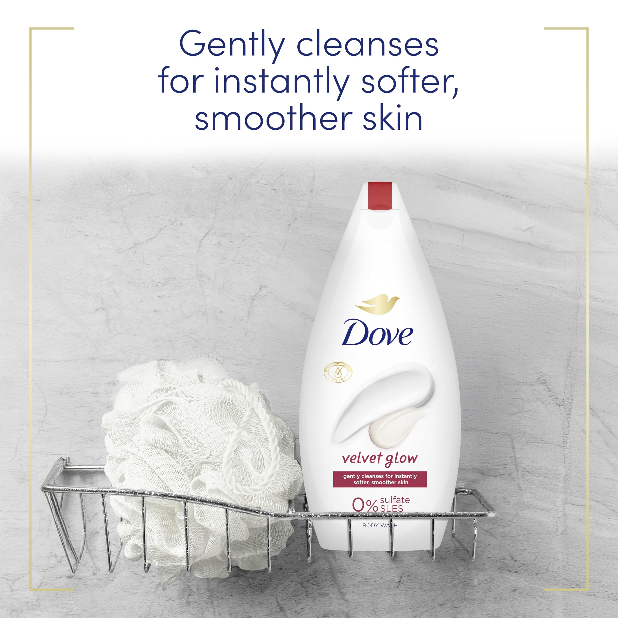 Dove Velvet Glow Body Wash Body Cleanser shower gel with plant-based moisturisers for softer, smoother skin after one shower 6x 450 ml
