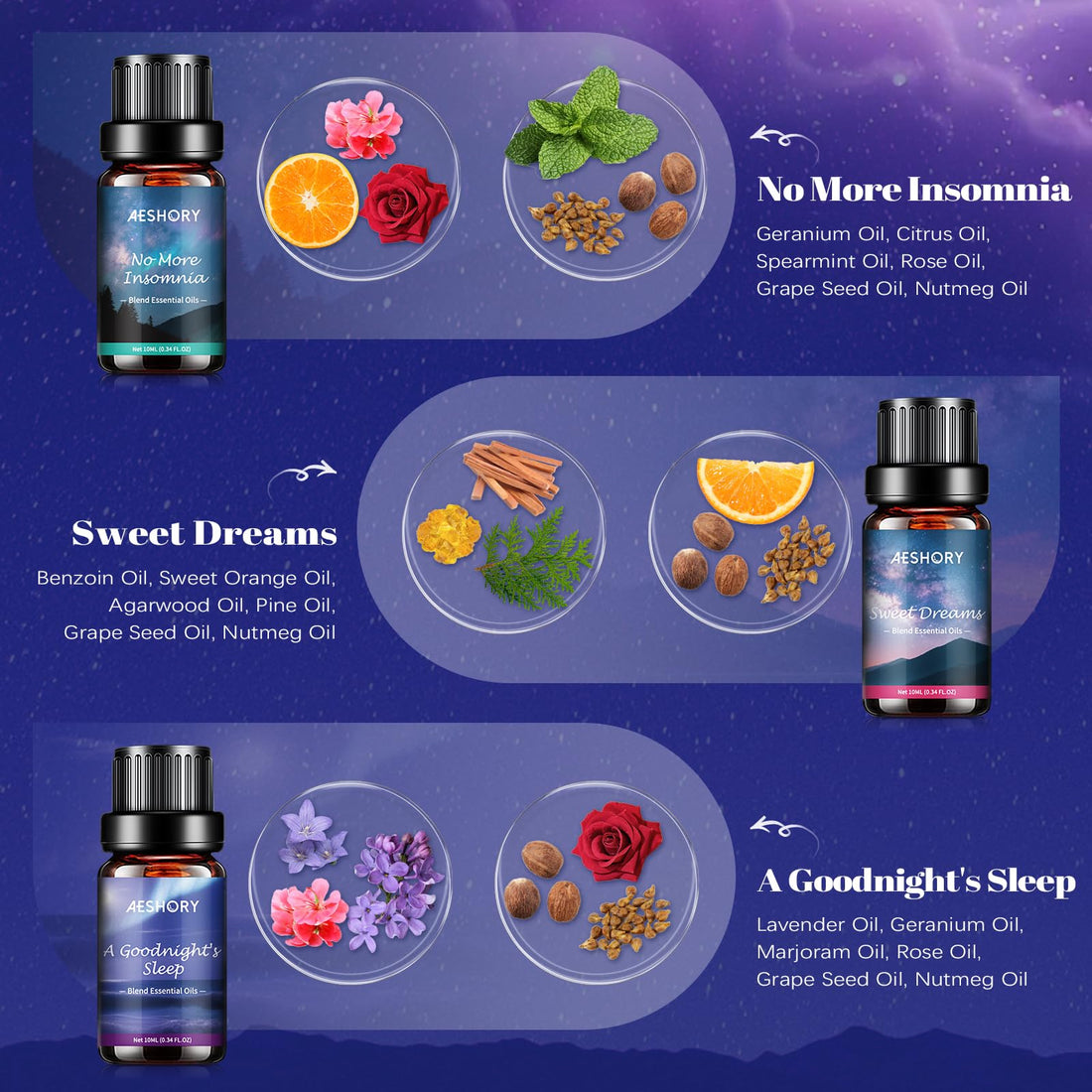 AESHORY 6 x 10ml Hotel Essential Oils Set, Premium Luxury Aroma Oil Scented Oil for Diffuser for Home, Humidifier, Candle Making, Air Freshening