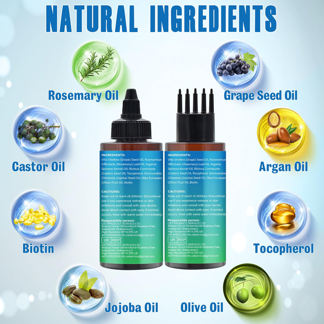 Rosemary Oil for Hair Growth,2x120ml Diluted Rosemary Oil and Hair Serum for Dry Damaged Hair,Proven Hair Loss Treatment & Hair Thickening Products