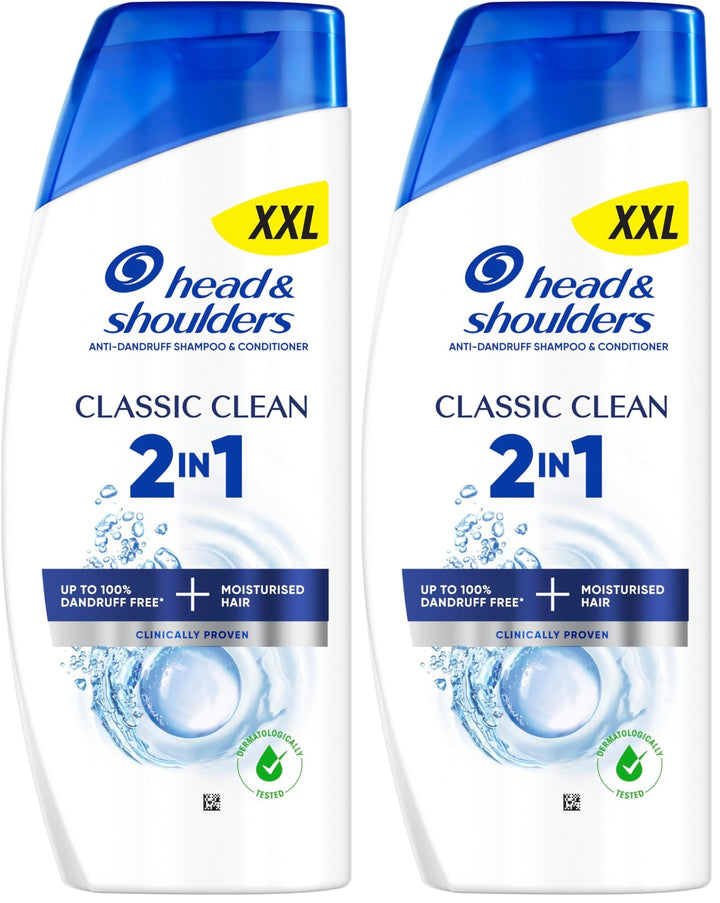 Head & Shoulders Classic Clean 2in1 Anti-Dandruff Shampoo and Conditioner 625ml. Works against Dandruff, Oil and Itch from the 1st Wash. Dandruff Free + Moisturised Hair. For All Hair Types