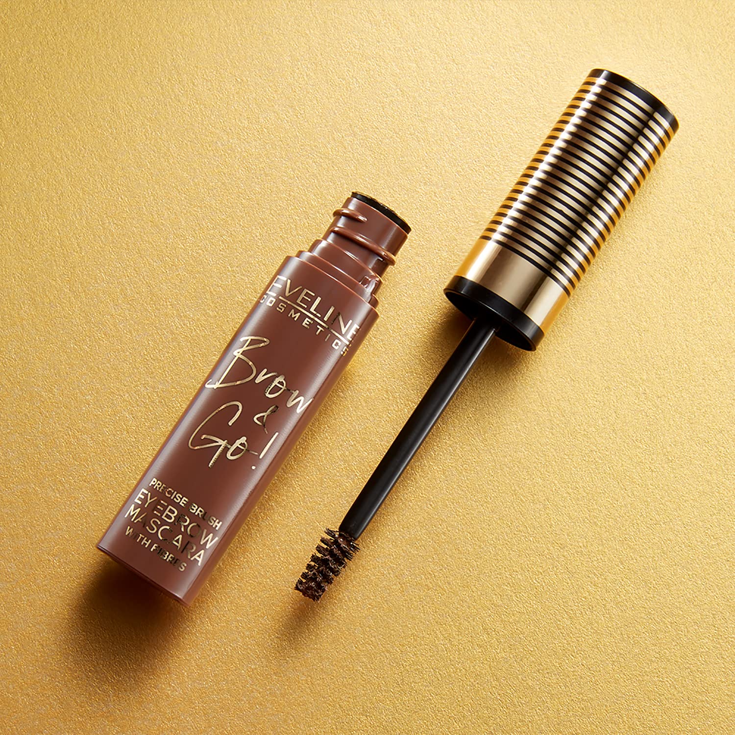 Eveline Cosmetics Brow & go! BROW&GO Eyebrow Mascara No. 02 Dark - Precision Brow Definition, Volumizing Micro-Fibers, Long-Lasting Formula, 10 ML