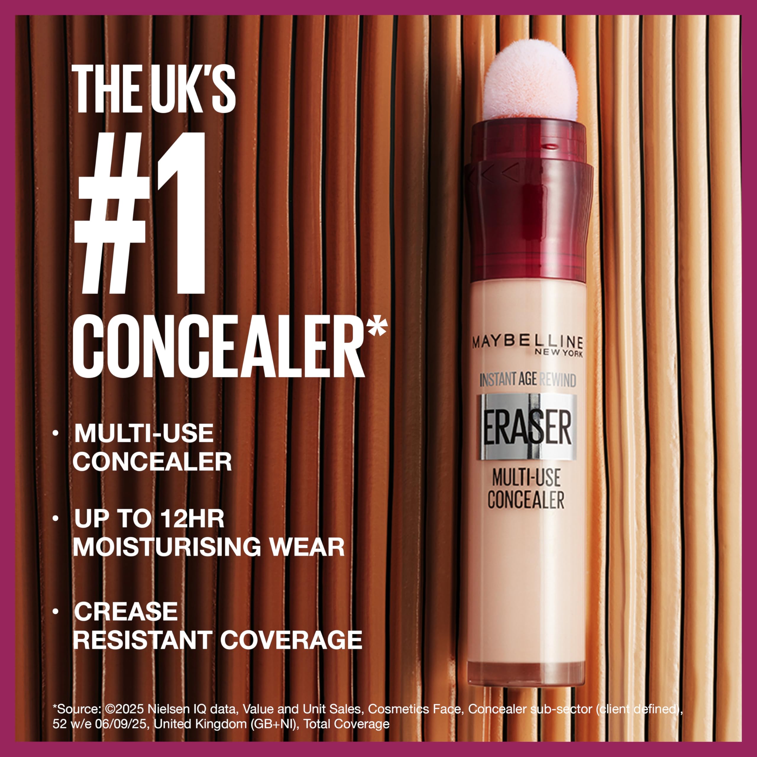 Maybelline Instant Anti-Age Eraser Eye Concealer for Face, Dark Circles, Blemish & Fine Lines Concealer, Full Coverage, Dermatologist Tested, Suitable for Sensitive Skin, Shade: 00 Ivory Halalzen