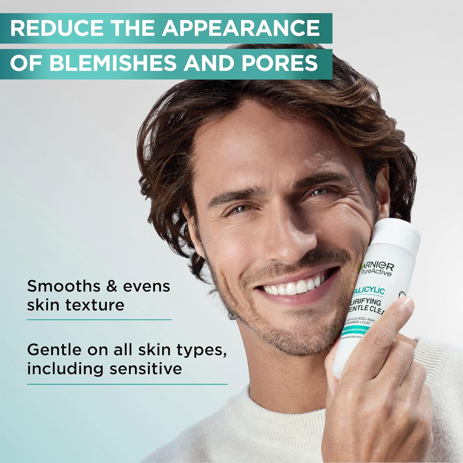 Garnier Salicylic Acid Skin Perfecting Liquid Care Toner, 7% Niacinamide & Squalane, AHA, Reduces Pores & Blemishes, Smooths & Evens Skin, Vegan & Cruelty-Free, 120ml