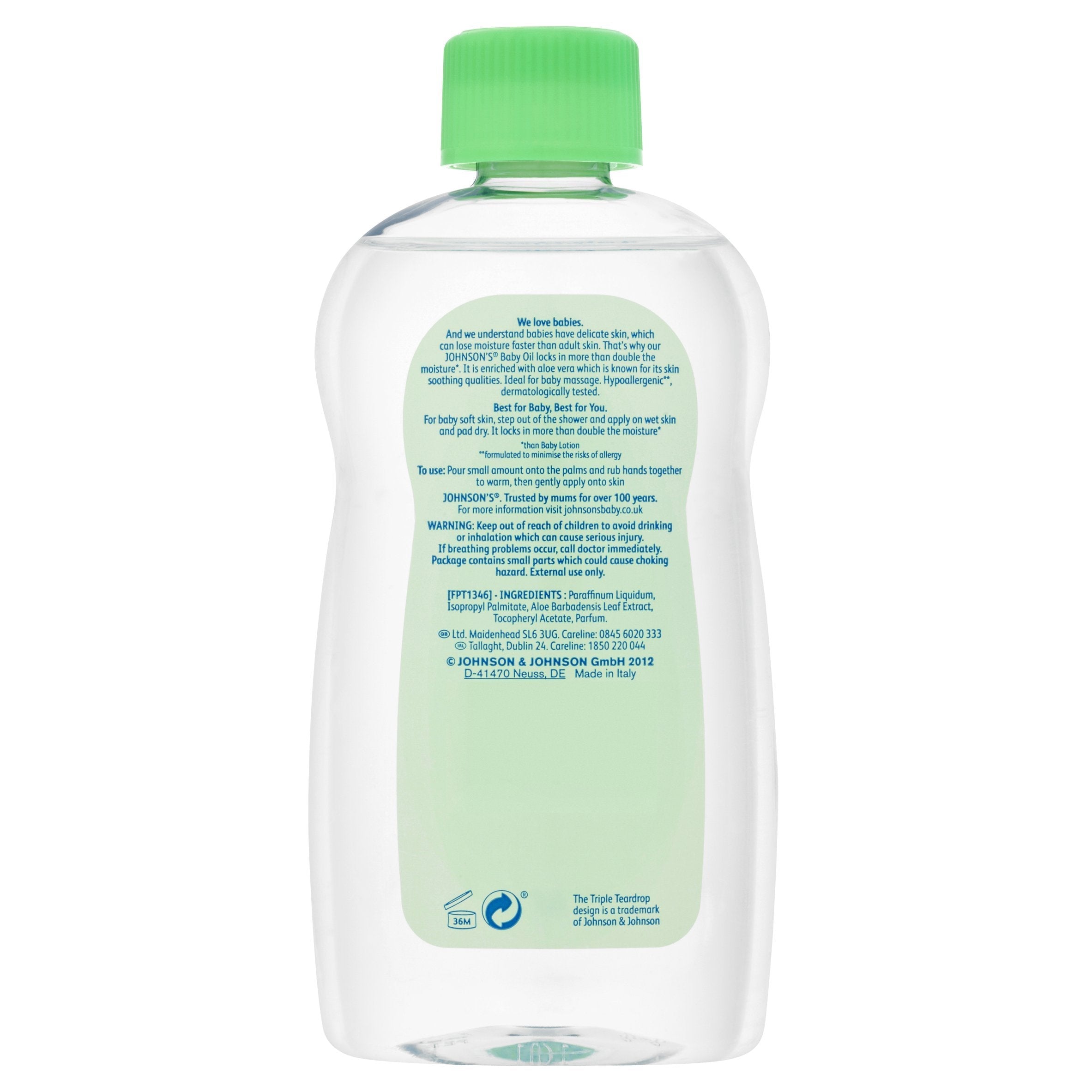Johnson's Baby Oil with Aloe Vera 300 ml - Pack of 6 Halalzen