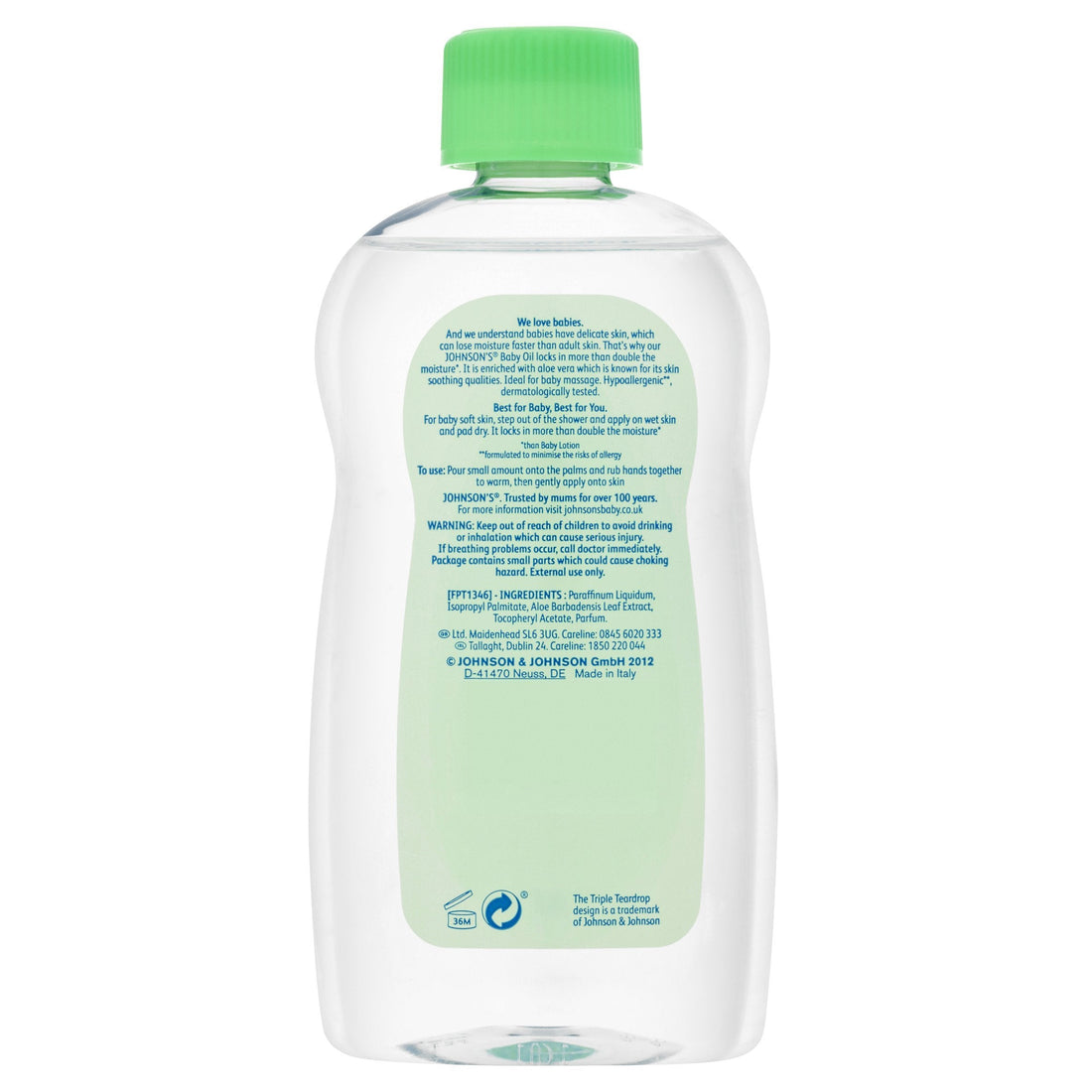 Johnson's Baby Oil with Aloe Vera 300 ml - Pack of 6 Halalzen