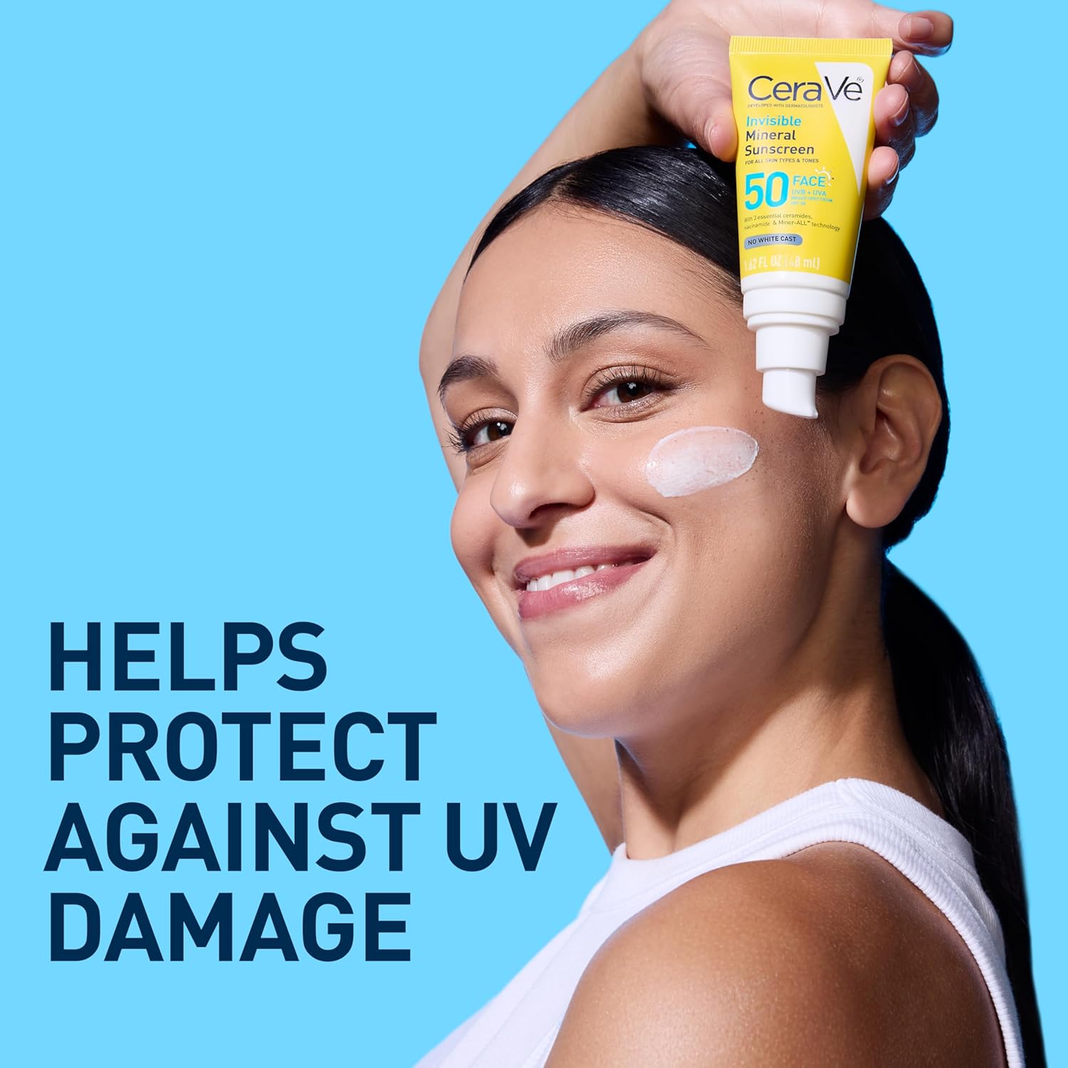 CeraVe Invisible Mineral Sunscreen SPF 50, Face Sunscreen for Sensitive Skin With Zinc Oxide & Titanium Dioxide, Vitamin E + Niacinamide + Ceramides, Oil Free, Travel Size 1.62 oz Halalzen