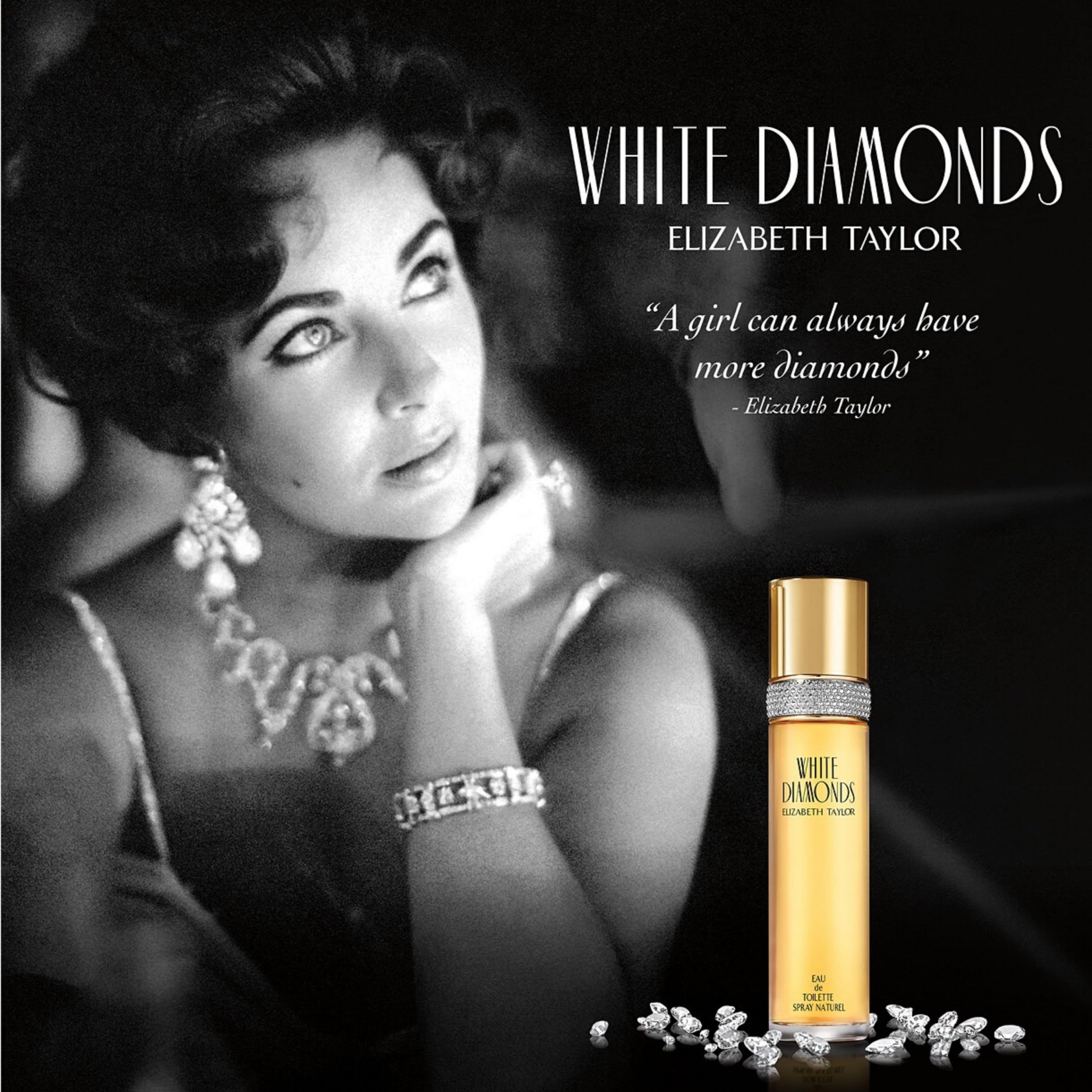 Elizabeth Taylor White Diamonds Eau de Toilette Spray, 100ml, Floral Chypre Fragrance, Celebrity Perfume for Women Halalzen