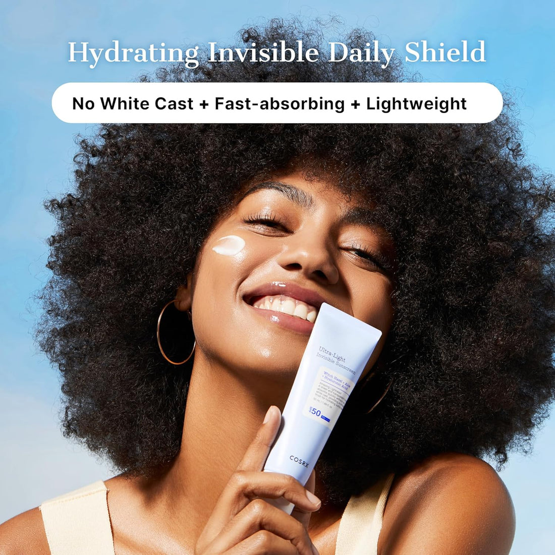COSRX Ultra-Light Invisible Sunscreen SPF 50 Face Moisturiser, PA++++ Korean Sunscreen, Non Oily Sun Cream, UVA/UVB Protection, Daily Hydrating Sun Lotion, No White Cast 50ml