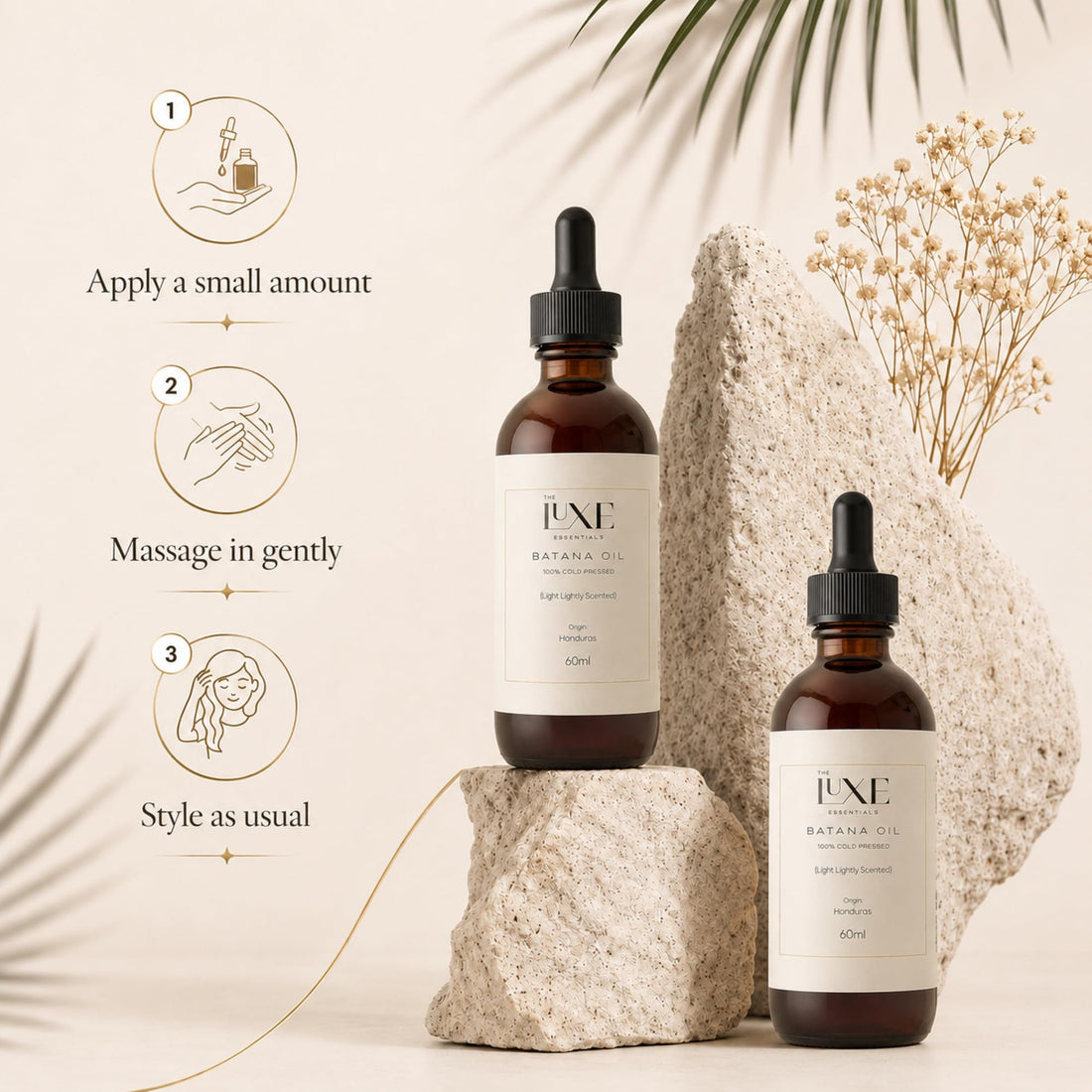 Cold Pressed Batana Oil for Hair Growth | Pure & Unrefined Natural Hair Oil, Beard & Skin Oil | Lightweight, Fast-Absorbing Moisturiser | Raw, Organic & Ethically Sourced (60 ML, Light Scented)