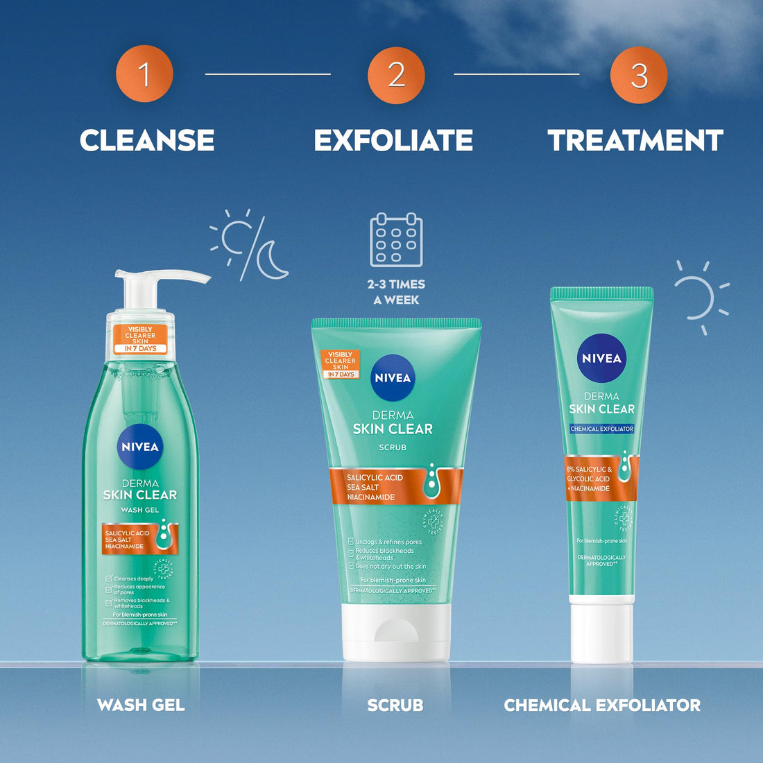 NIVEA Derma Skin Clear Scrub (150ml), Exfoliating Face Scrub, Salicylic Acid Face Wash Enriched with Niacinamide to Unclog Pores and Refine Textures, For Blemish-Prone Skin