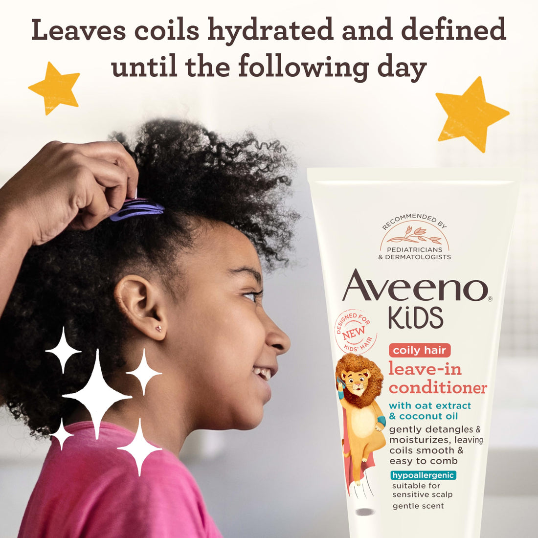 Aveeno Kids Coily Hair Leave-In Conditioner, Toddler Leave-In Conditioner for Sensitive Scalps Gently Detangles & Moisturizes Leaving Natural Curls & Coils Smooth, Hypoallergenic, 8 fl. oz Halalzen