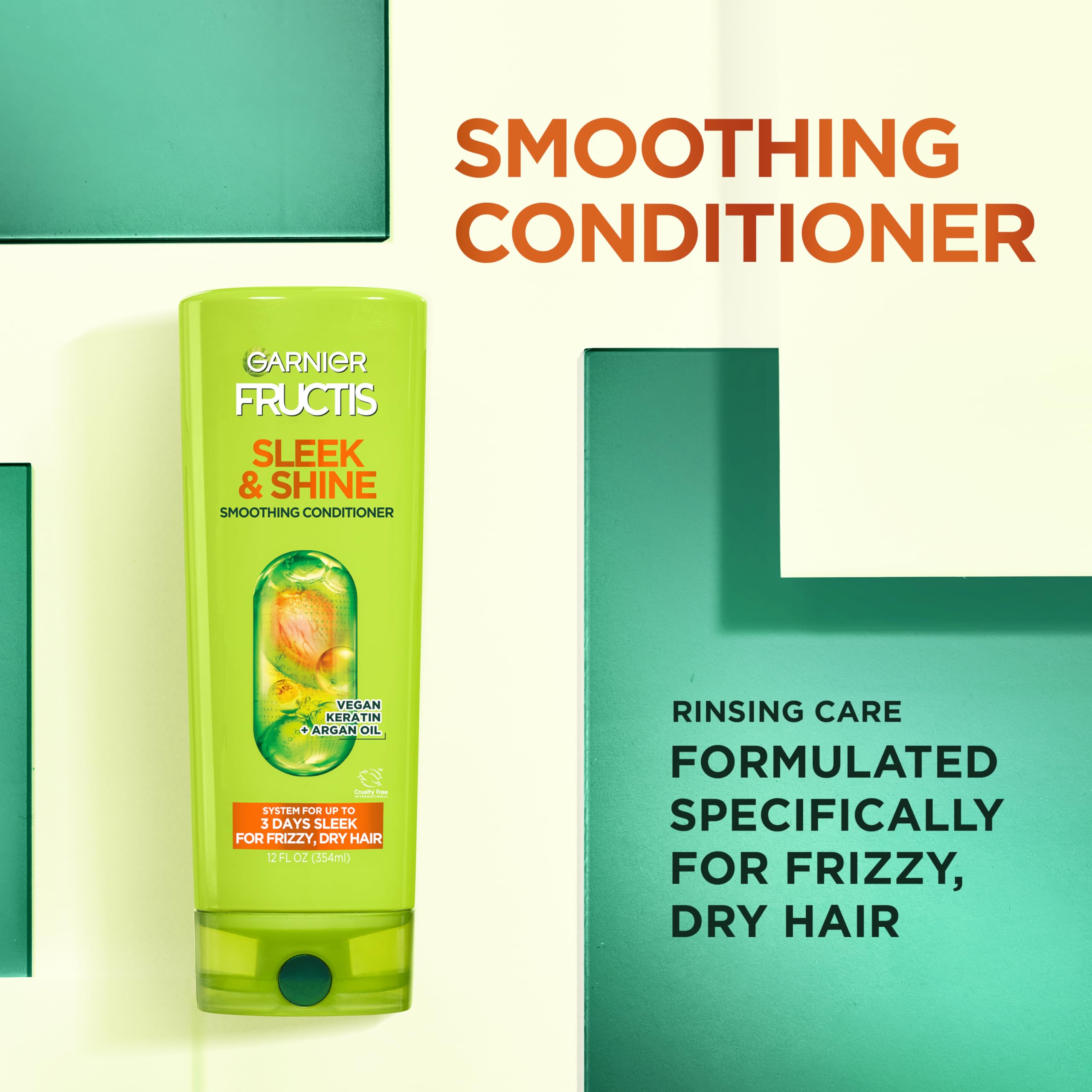 Garnier Fructis Sleek & Shine Moroccan Sleek Smoothing Oil for Frizzy, Dry Hair, Argan Oil, 3.75 Fl Oz, 2 Count (Packaging May Vary) Halalzen