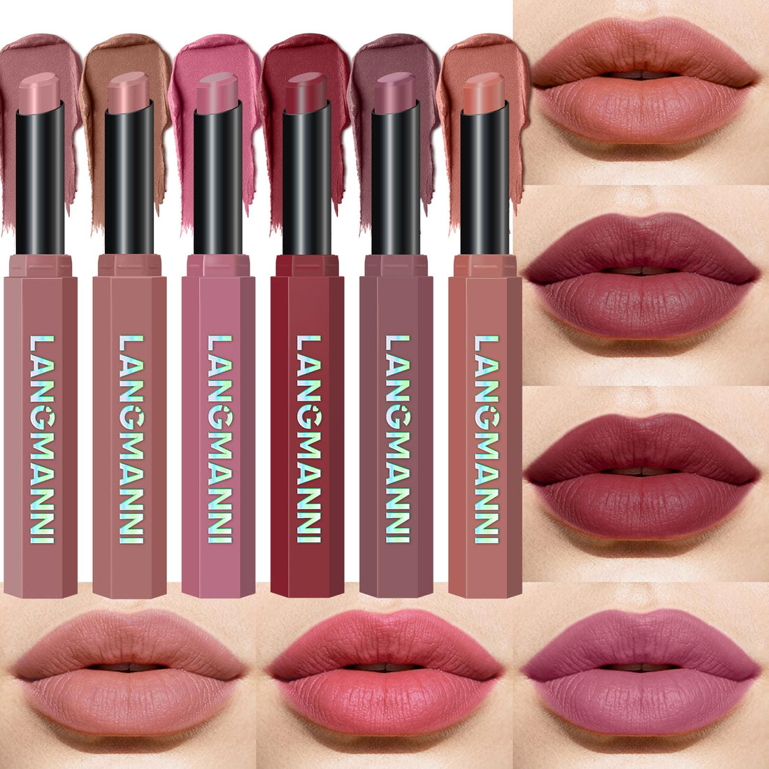 12Pcs Velvet Matte Lipstick Nude Matte Soft Dark Color Stick High Pigmented Long-Lasting Waterproof Lip Stick Lip Balm Beauty Cosmetics Gift for Women(01#-12#)