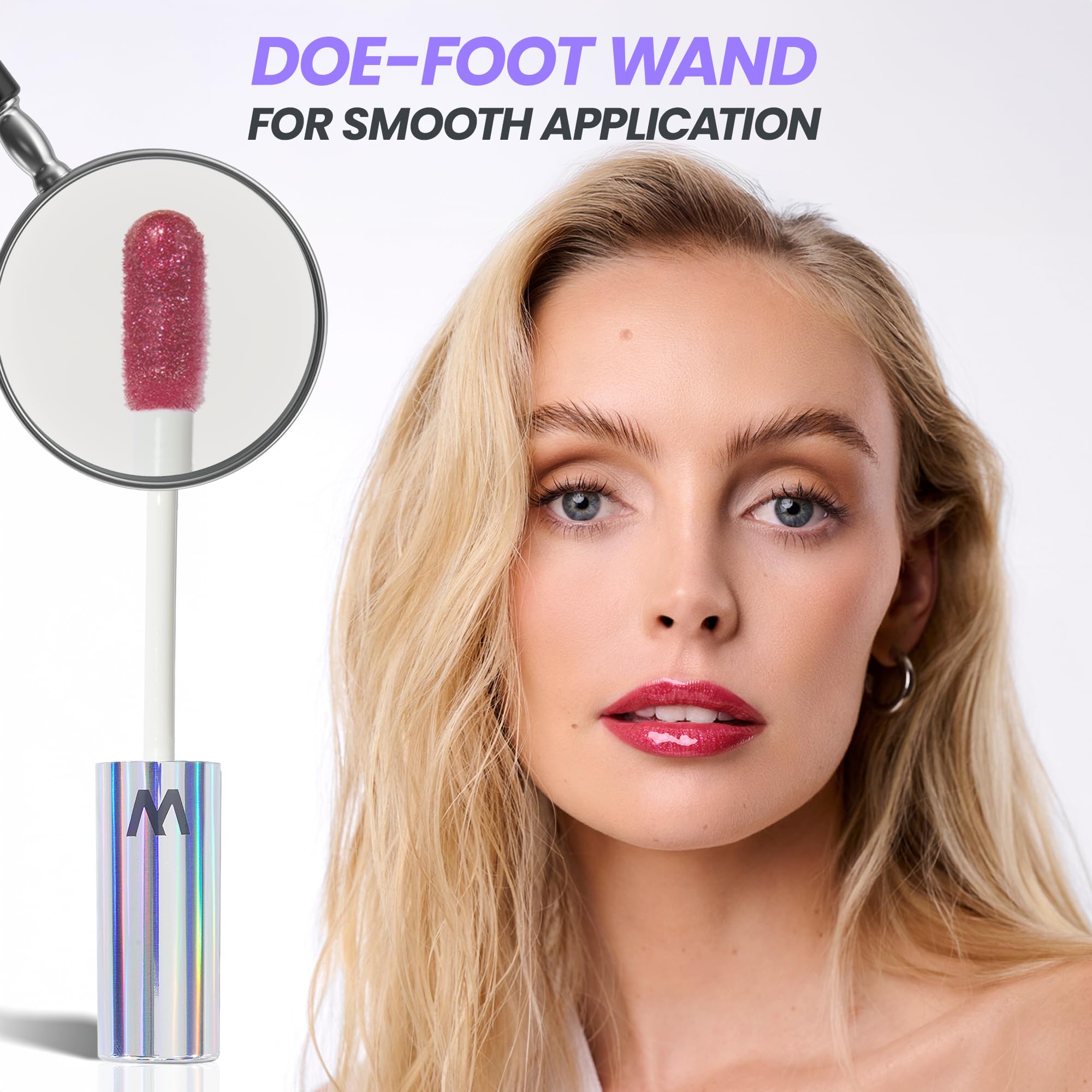 Wonderskin Wonder Blading Top Gloss - Lip Gloss, High Shine Finish, Blue Makeup For Lips (Silver Glitter)