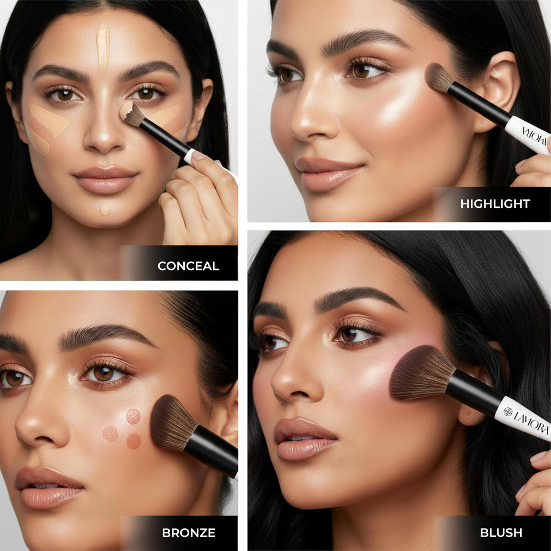 LAMORA Concealer Makeup Brush Under Eye - Angled Flat Top Kabuki Nose Contour Brush - Ideal for Concealing Blending Setting Buffing with Powder Liquid Cream Cosmetic - Small Makeup Foundation Brush Halalzen