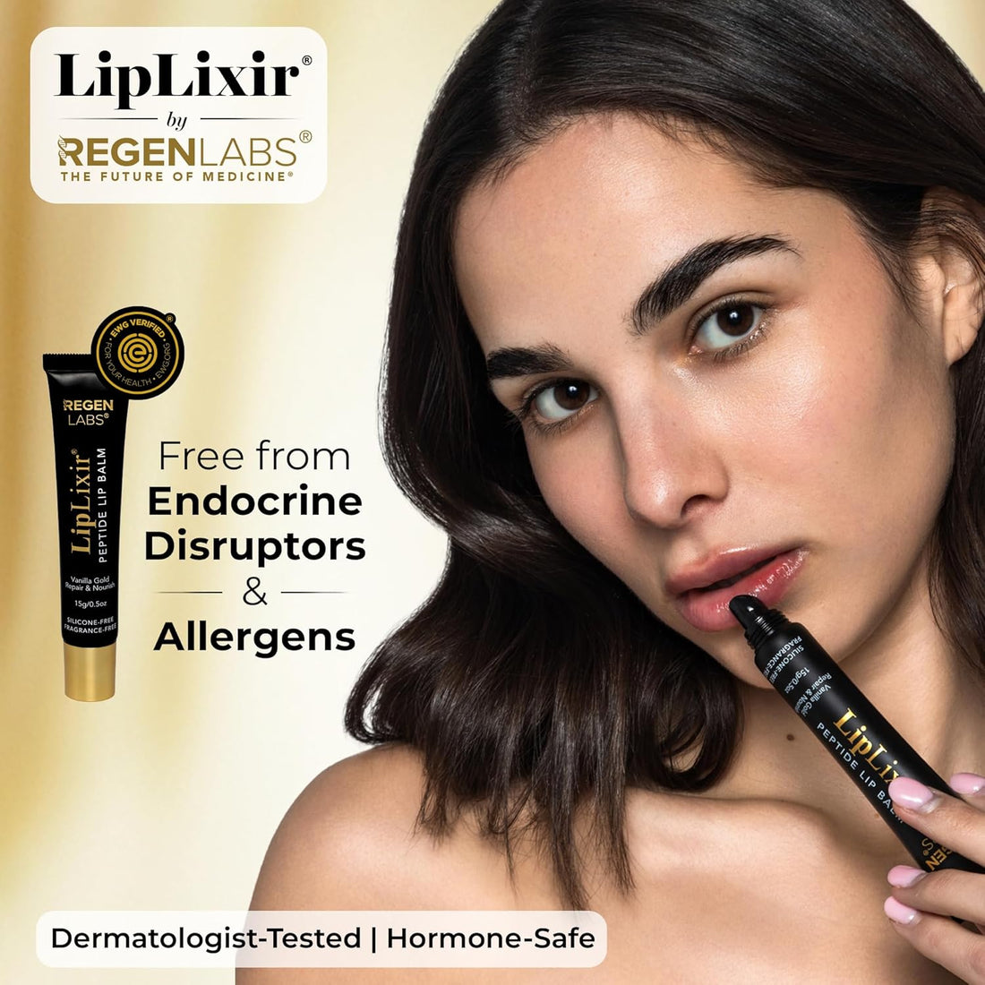 LipLixir Non Toxic Peptide Lip Balm – EWG® VERIFIED, All-Natural, Ultra-Clean, Hydrating, Doctor Approved Lip Gloss – Fragrance-Free with Shea, Cocoa & Coconut Oil, (Reformulated Thicker Formula) Halalzen
