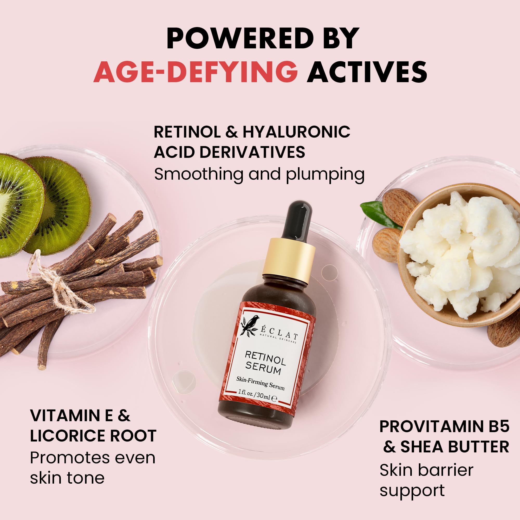Eclat Skincare Hyaluronic Acid Serum for Face – 2.5% Hyaluronic Acid + 3% B5, Vitamin C & E - Hydrating Anti Aging & Anti Wrinkle Face Serum - Moisturizing & Plumping Formula for Smooth Skin 30 ml