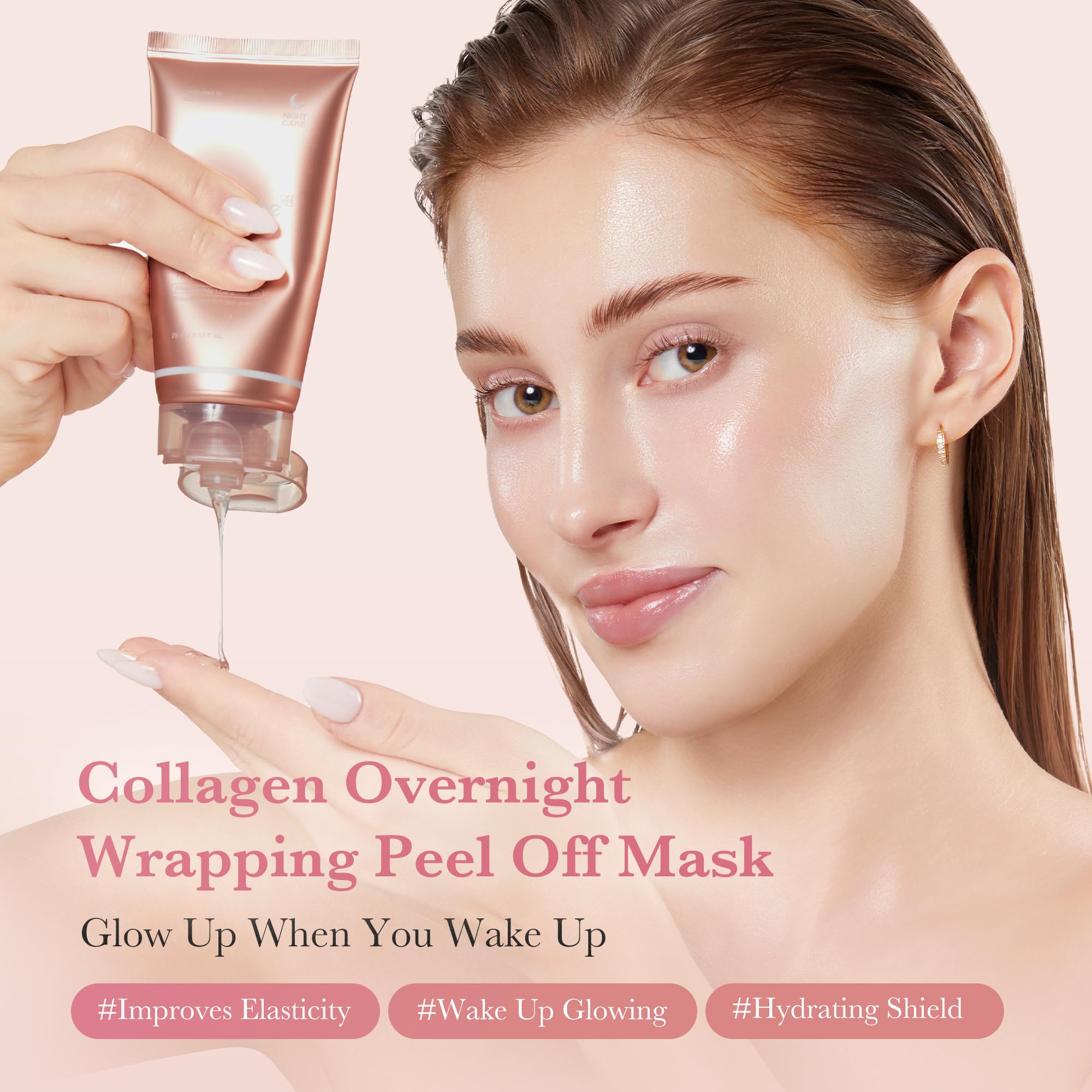 medicube Wrapping Mask Collagen Overnight Peel Off Facial Mask | Elasticity & Hydration Care, Reduces Sagging & Dullness | Hydrolyzed Collagen For Glowing Skin | Korean Skin Care, 2.53 fl.oz Halalzen