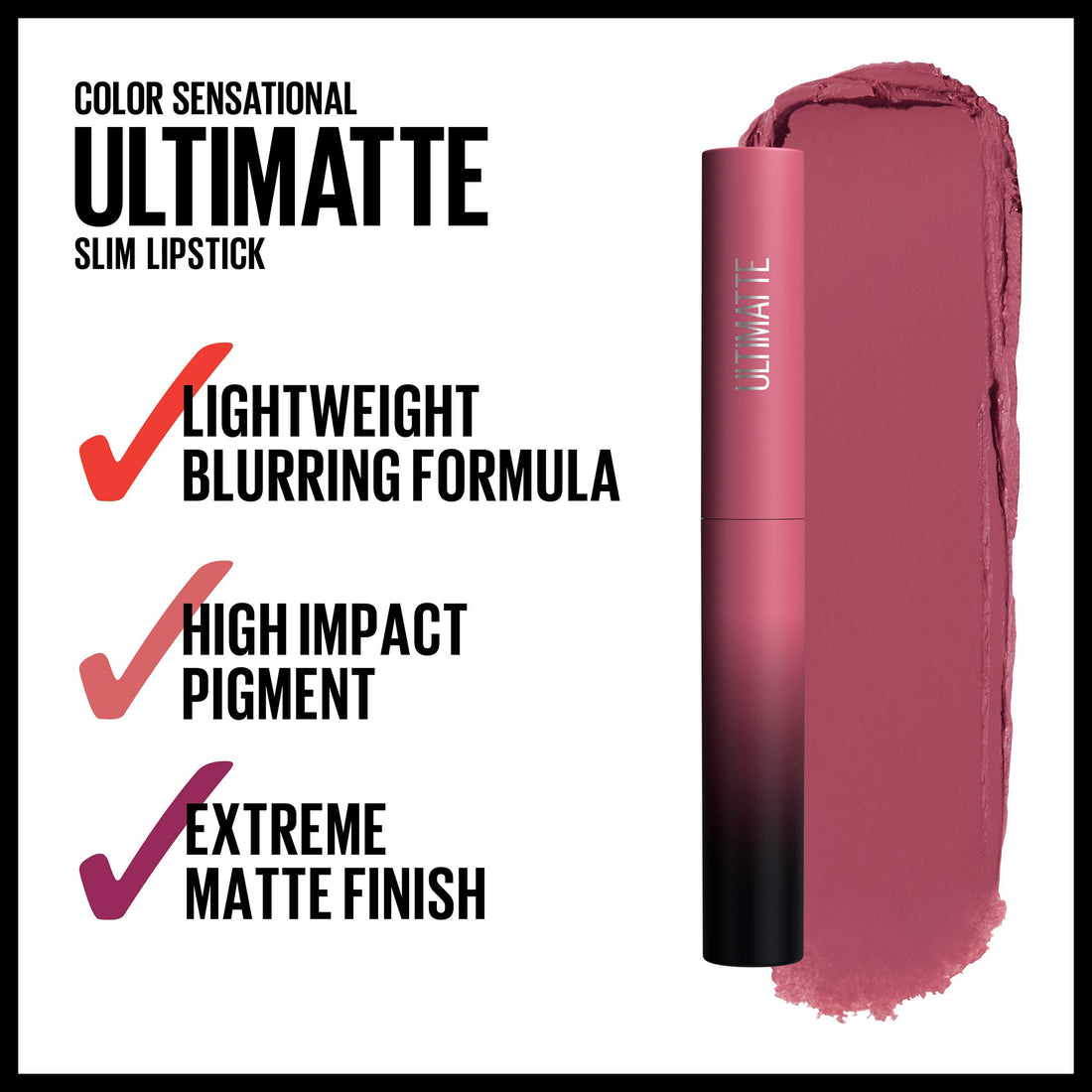 Maybelline Color Sensational Ultimatte Matter Lippenstift, nicht austrocknend, intensive Farbpigmente, More Truffle, Kakaobraun, 1 Stück