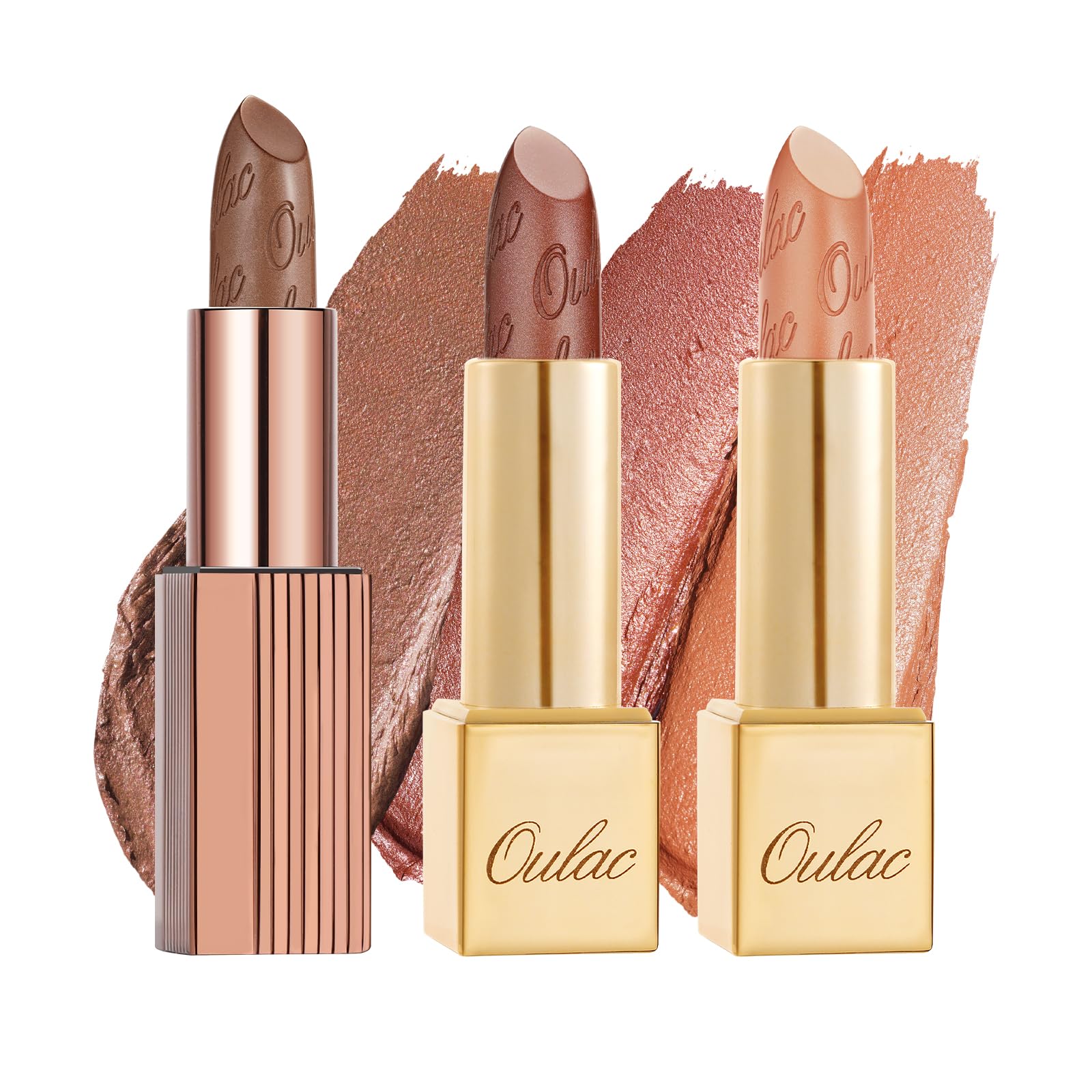 OULAC Metallic Shine Glitter Lipstick, Pink High Impact Lipcolor, Lightweight Soft and Ultra Hydrating, Long Lasting, Vegan & Cruelty-Free, Full-Coverage Lip Color 4.3 g/0.15 HIP & HIPPIE(11) Halalzen