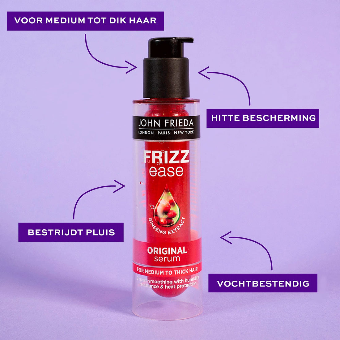 John Frieda Frizz Ease Original Serum 50ml, Hydrating Anti-Frizz Serum for Medium to Thick Hair