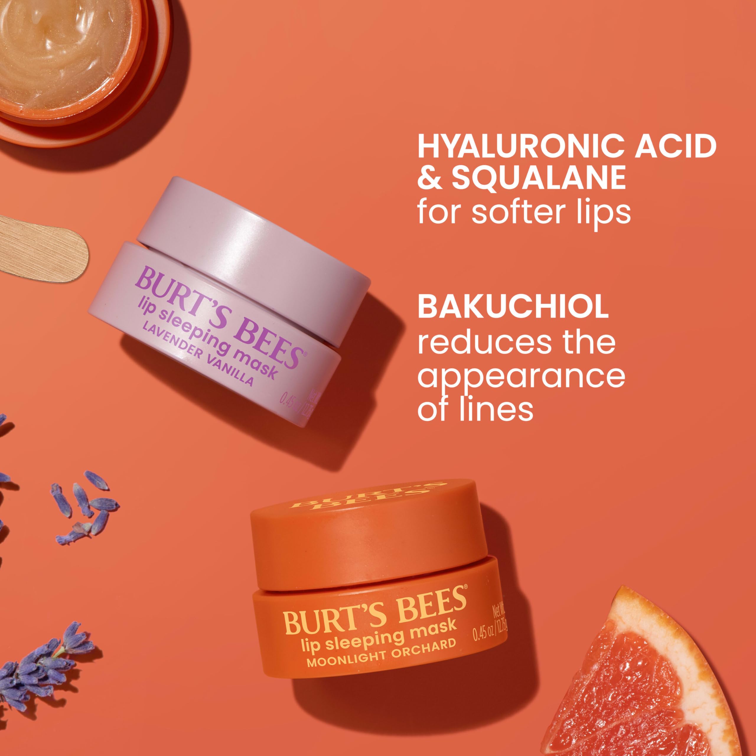 Burt’s Bees Lavender Vanilla Lip Sleeping Mask, With Hyaluronic Acid and Squalane Moisturizer To Instantly Hydrate Lips, Overnight Mask and Treatment, 0.45 oz. Halalzen